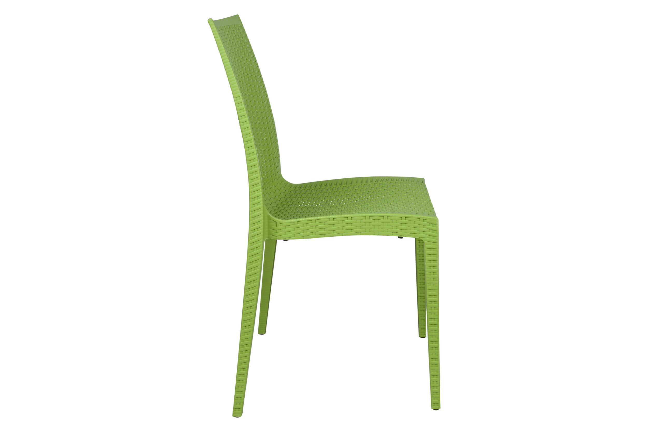 LeisureMod Modern Weave Mace Patio Outdoor Dining Chair - Green