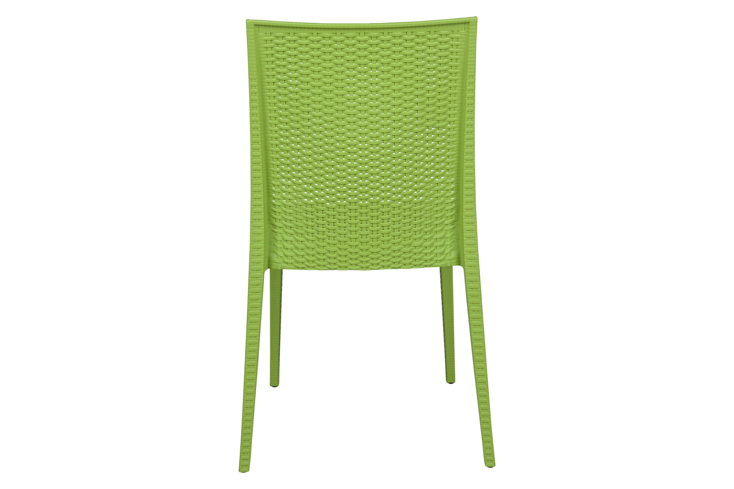 LeisureMod Modern Weave Mace Patio Outdoor Dining Chair - Green