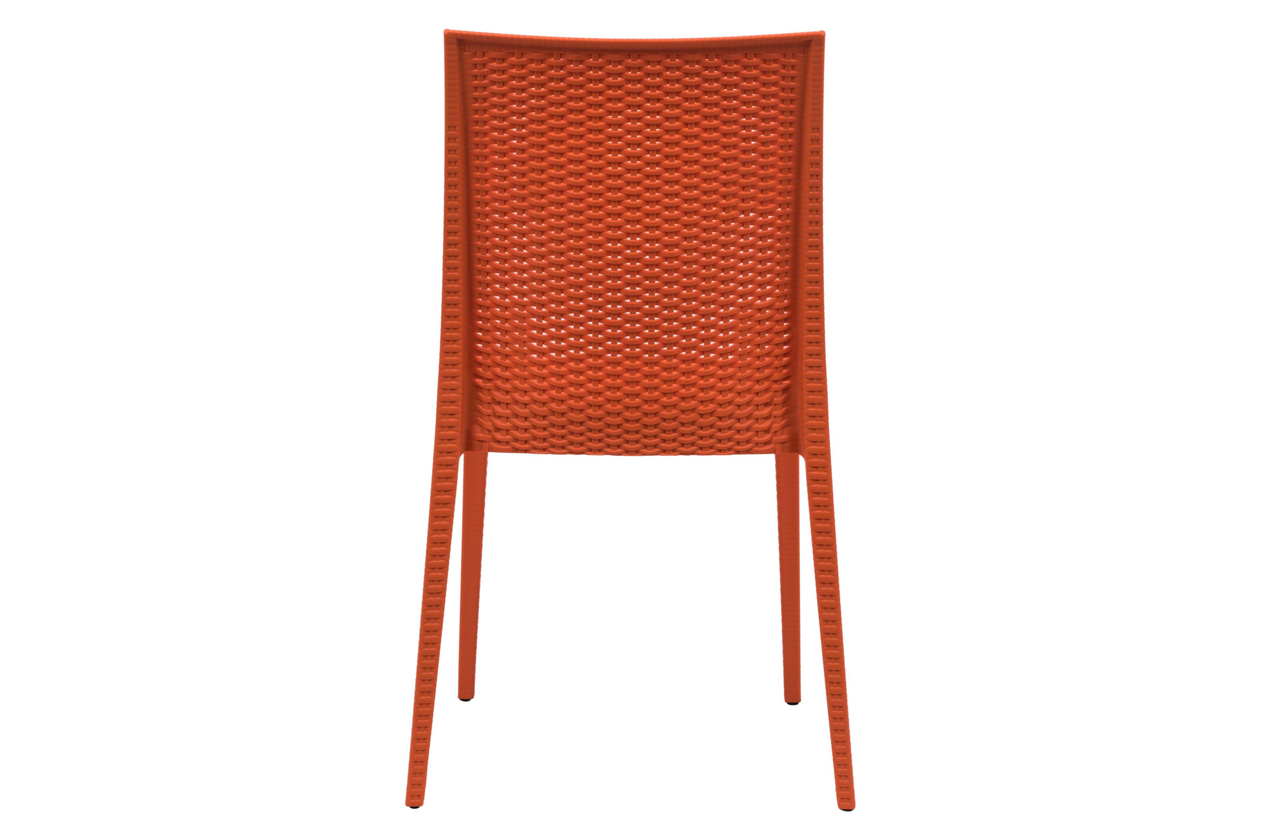 LeisureMod Modern Weave Mace Patio Outdoor Dining Chair - Orange