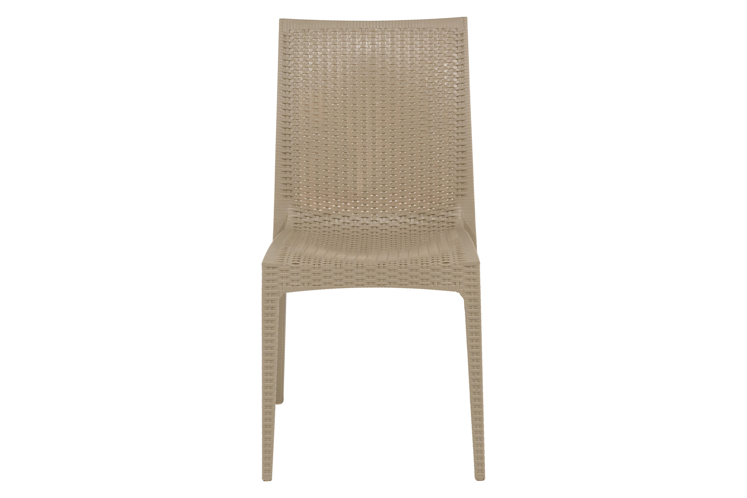 LeisureMod Modern Weave Mace Patio Outdoor Dining Chair - Taupe