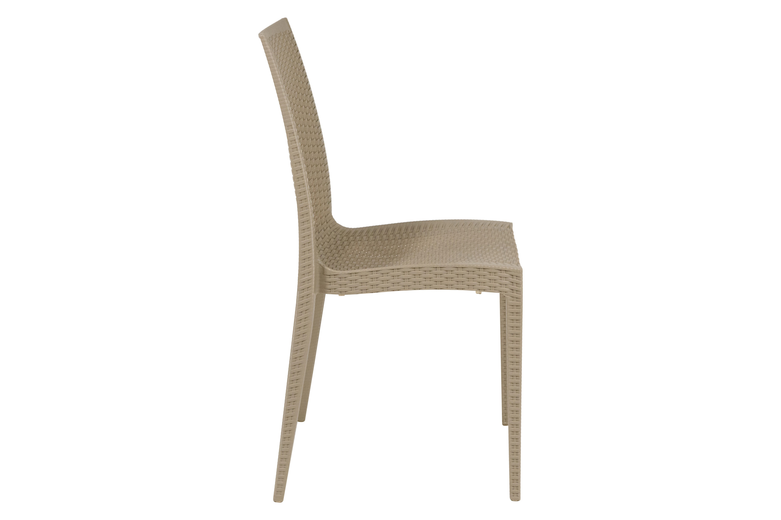 LeisureMod Modern Weave Mace Patio Outdoor Dining Chair - Taupe