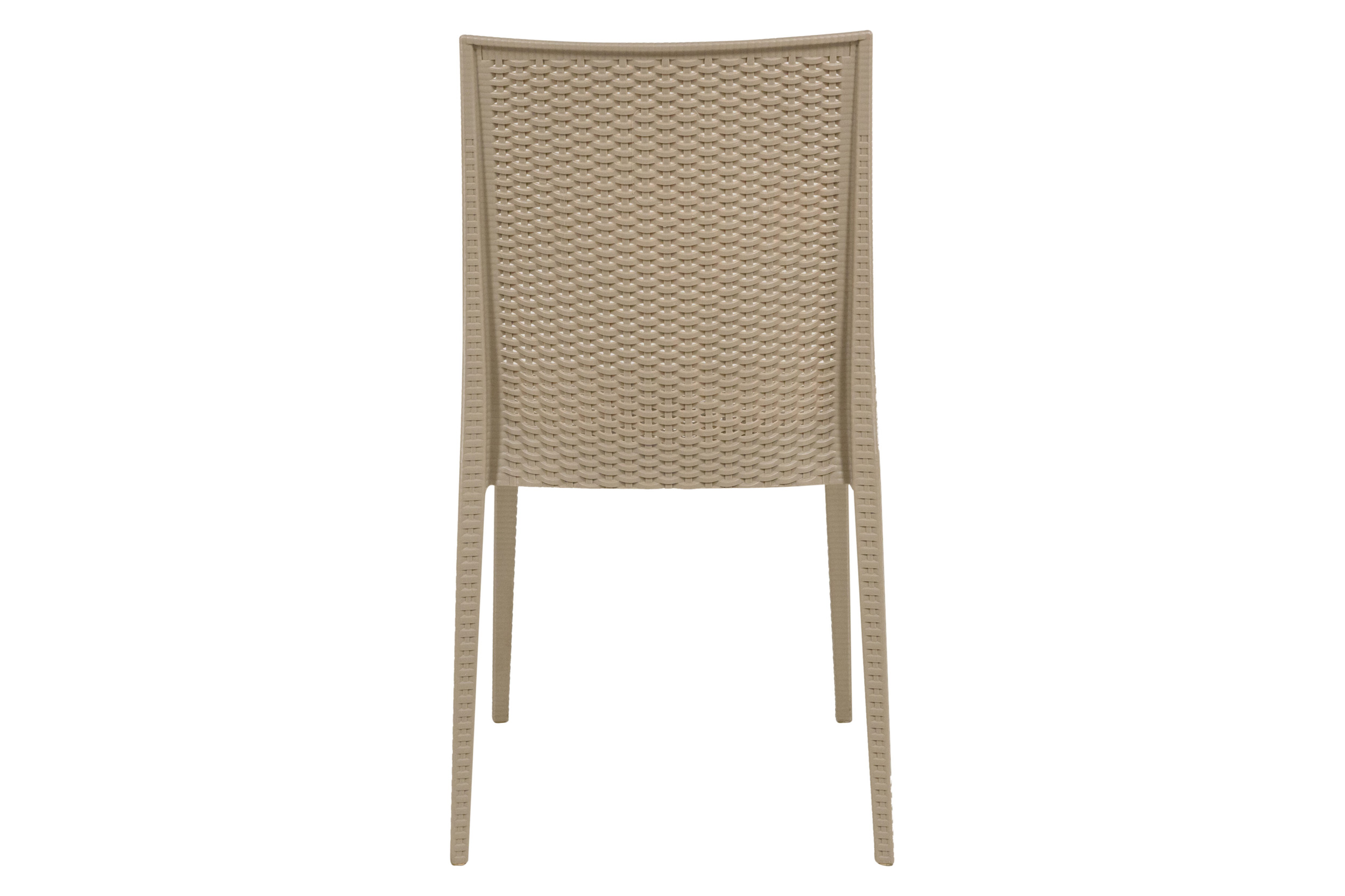 LeisureMod Modern Weave Mace Patio Outdoor Dining Chair - Taupe