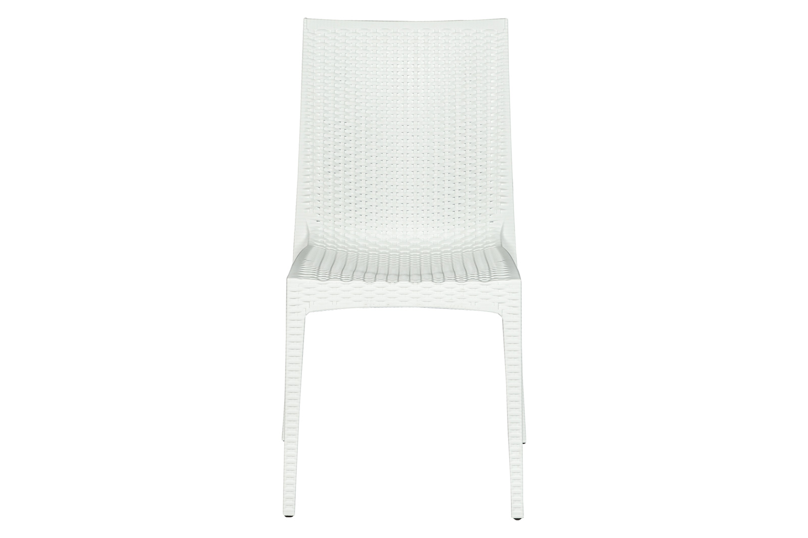 LeisureMod Modern Weave Mace Patio Outdoor Dining Chair - White