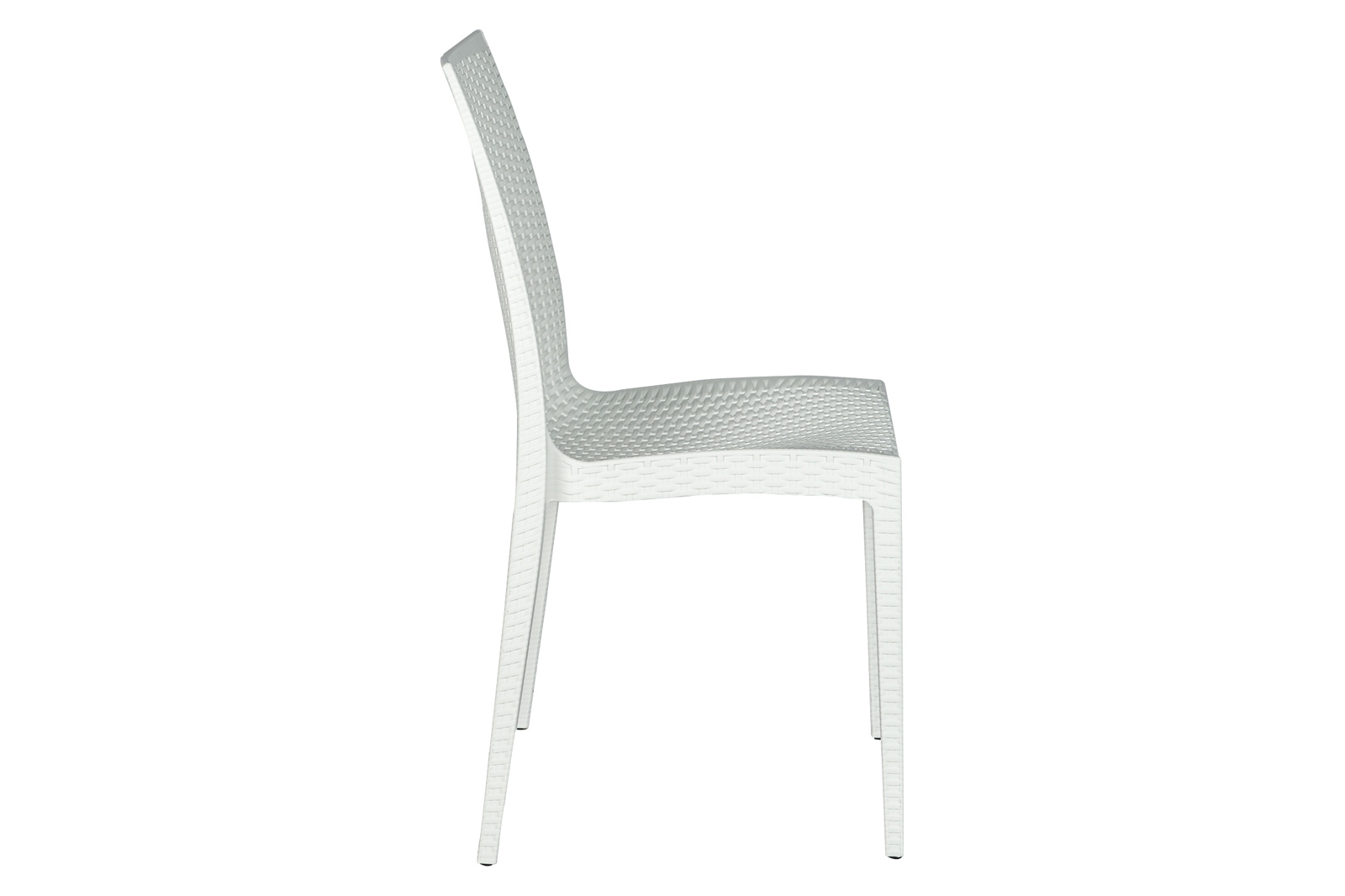 LeisureMod Modern Weave Mace Patio Outdoor Dining Chair - White