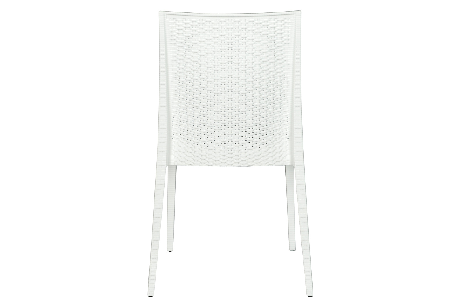 LeisureMod Modern Weave Mace Patio Outdoor Dining Chair - White