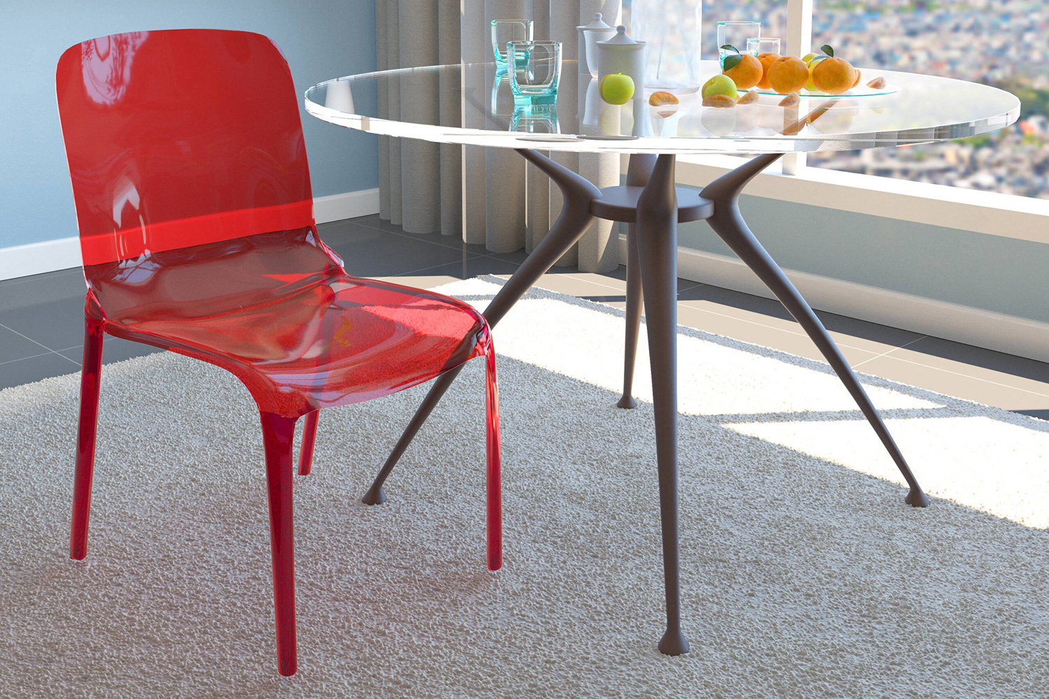 LeisureMod Modern Murray Stackable Dining Side Chair - Red