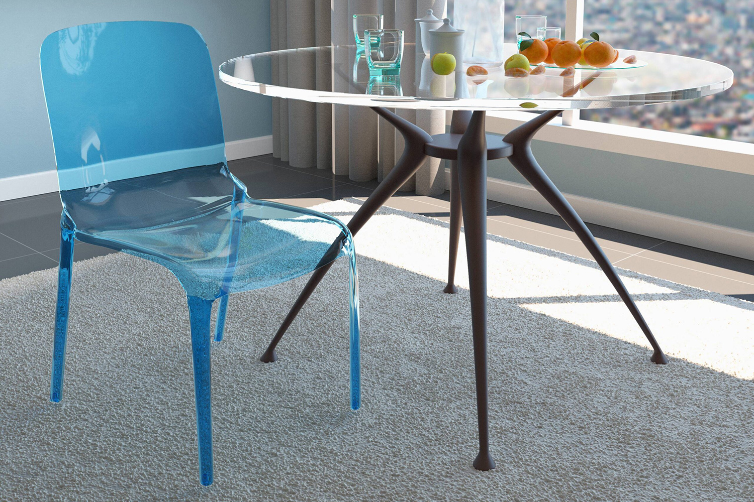 LeisureMod Modern Murray Stackable Dining Side Chair - Blue