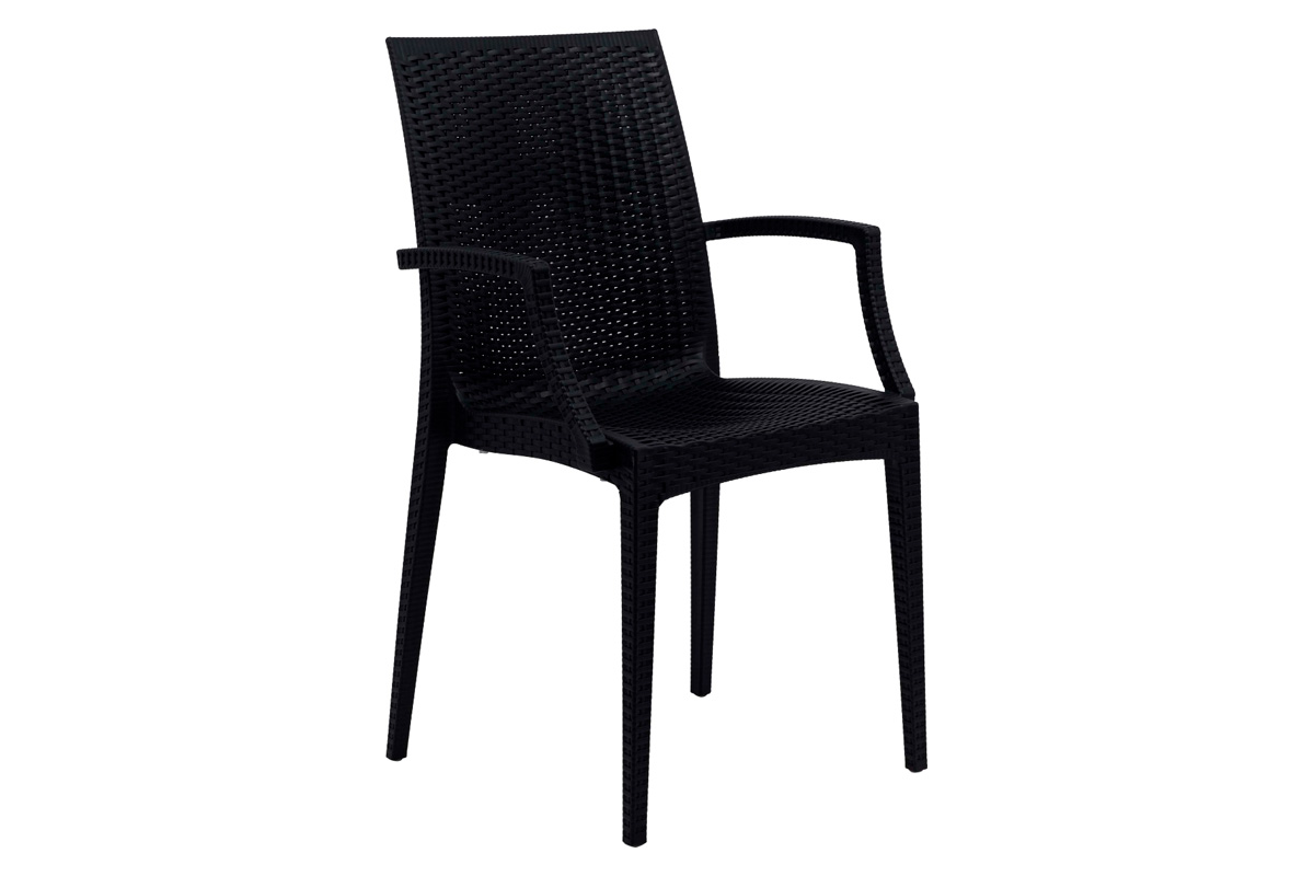 LeisureMod Modern Weave Mace Patio Outdoor Dining Armchair