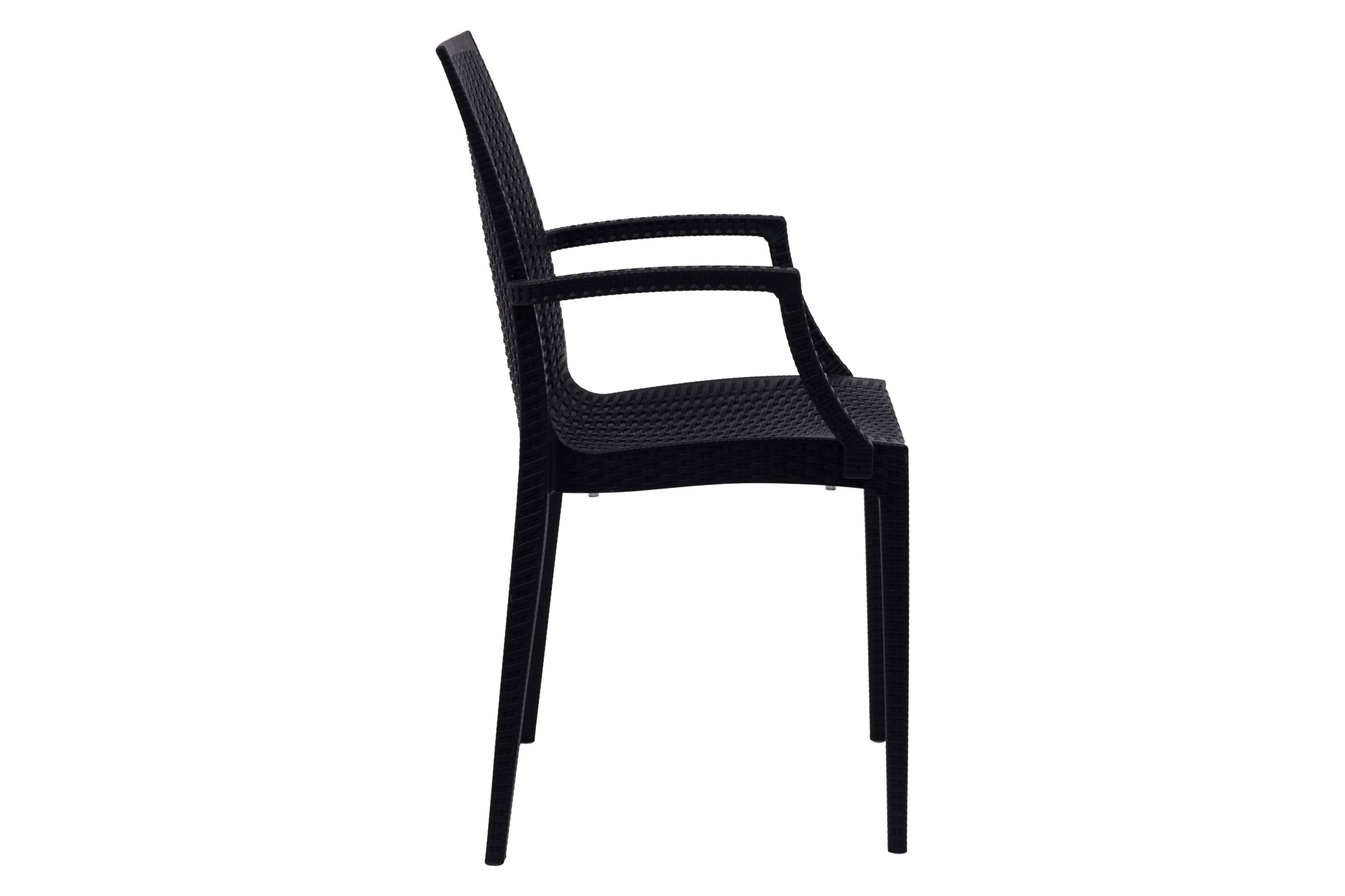 LeisureMod Modern Weave Mace Patio Outdoor Dining Armchair - Black