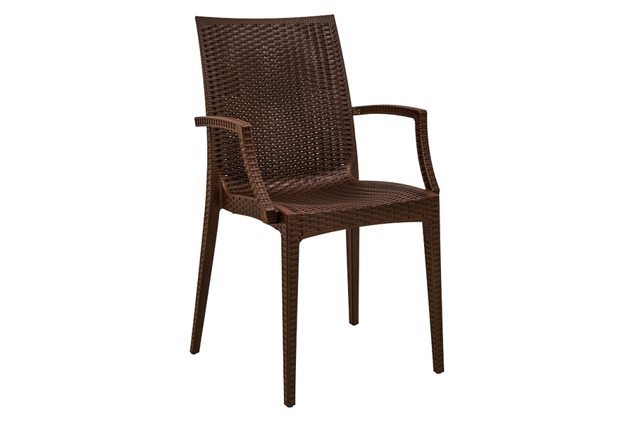 LeisureMod Modern Weave Mace Patio Outdoor Dining Armchair