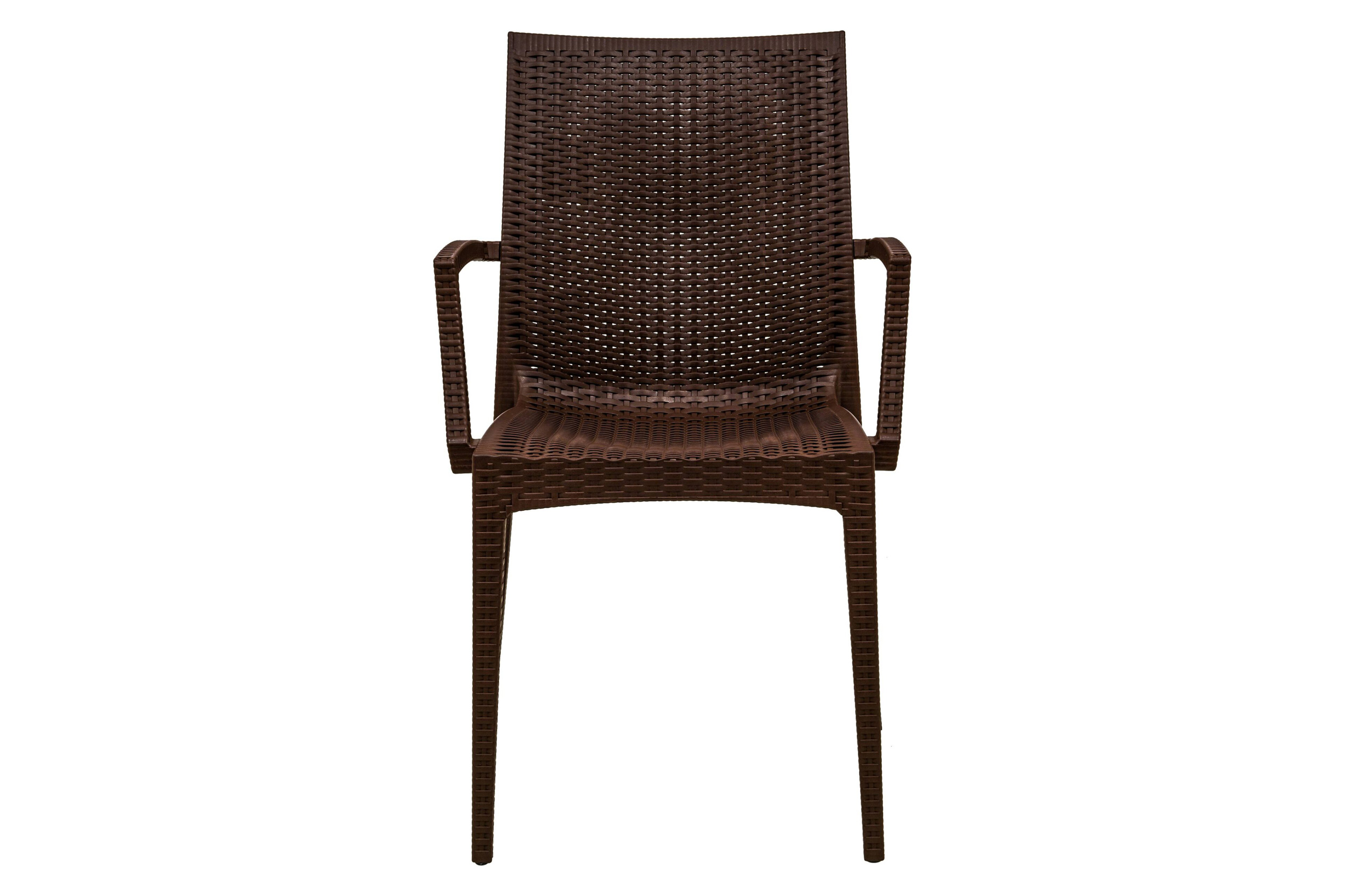 LeisureMod Modern Weave Mace Patio Outdoor Dining Armchair - Brown