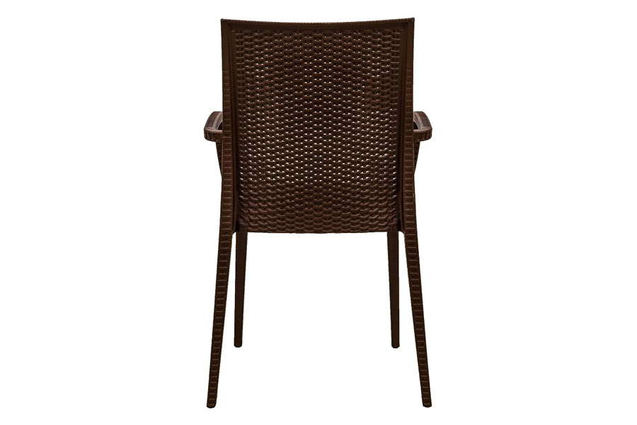 LeisureMod Modern Weave Mace Patio Outdoor Dining Armchair - Brown