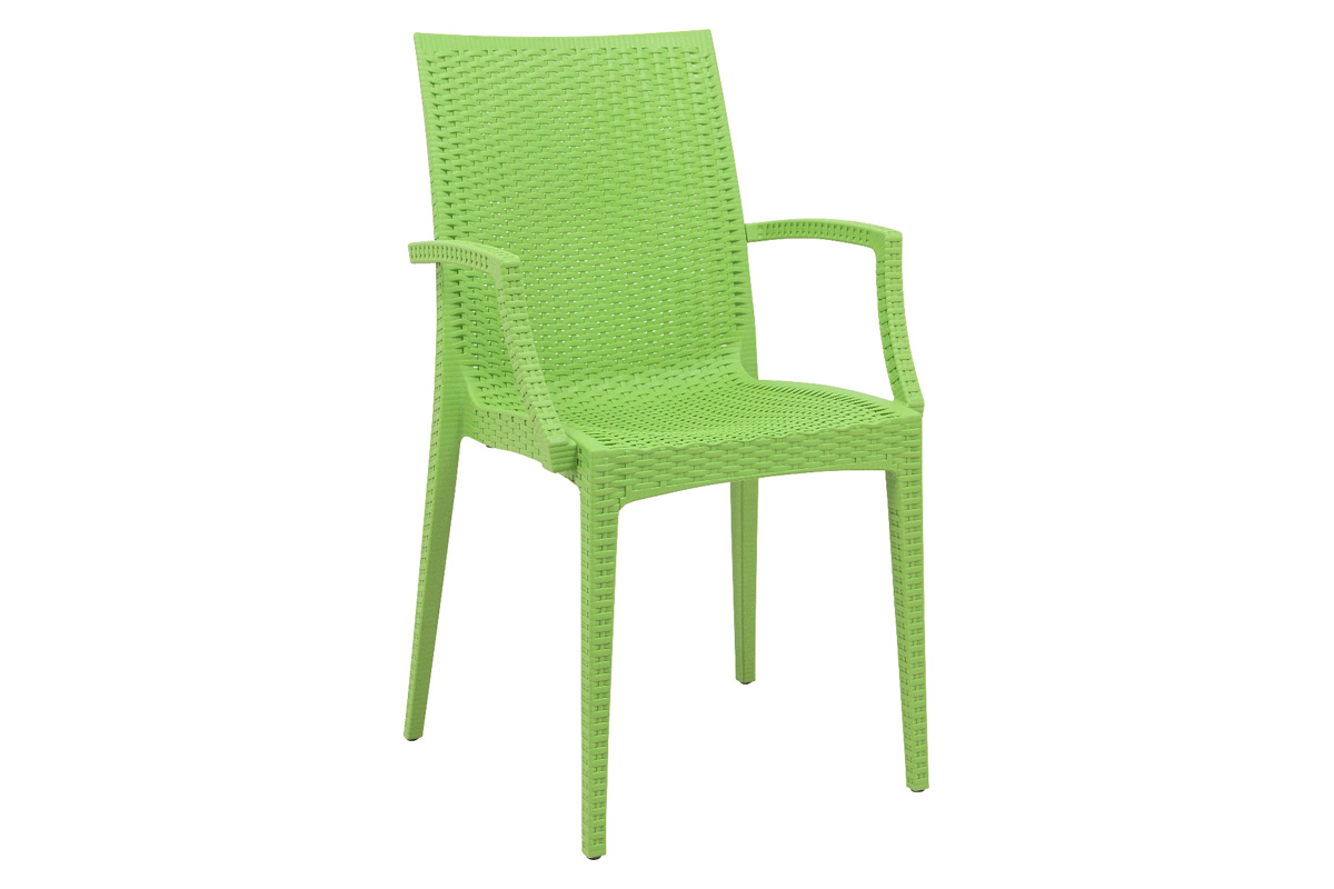 LeisureMod Modern Weave Mace Patio Outdoor Dining Armchair