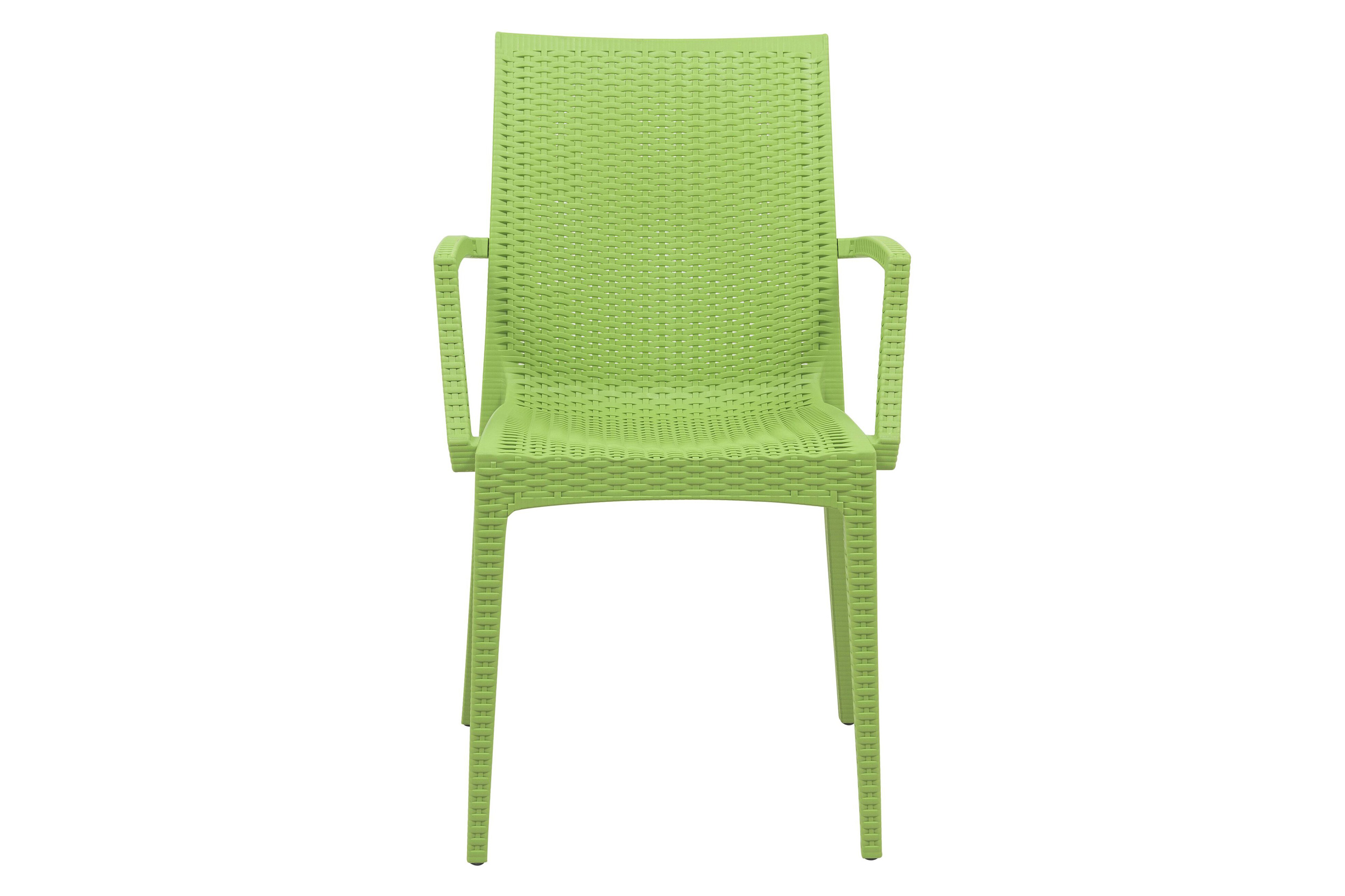 LeisureMod Modern Weave Mace Patio Outdoor Dining Armchair - Green