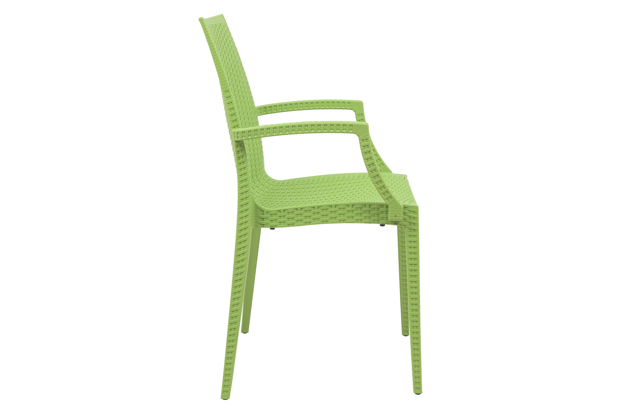 LeisureMod Modern Weave Mace Patio Outdoor Dining Armchair - Green