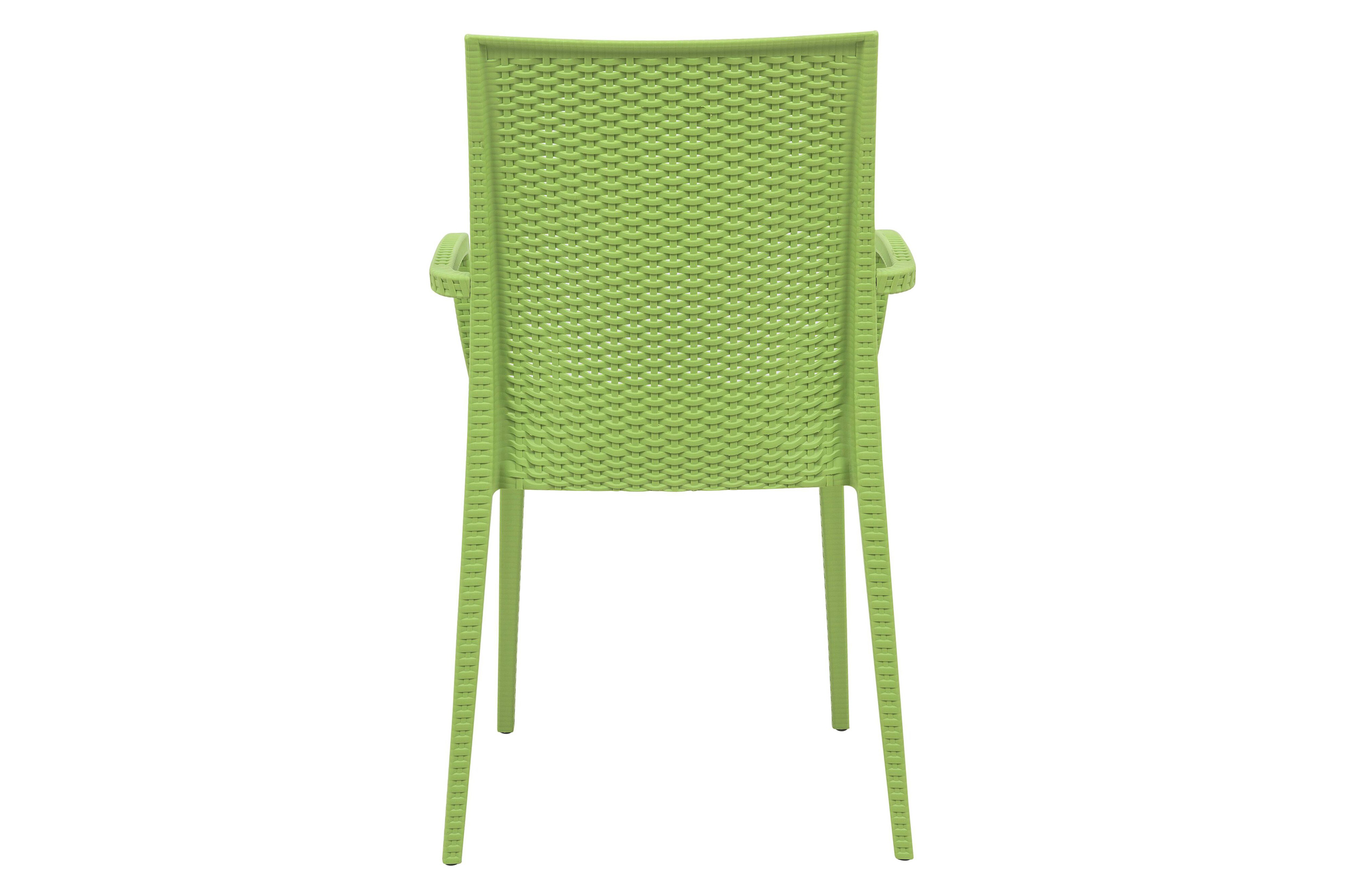 LeisureMod Modern Weave Mace Patio Outdoor Dining Armchair - Green