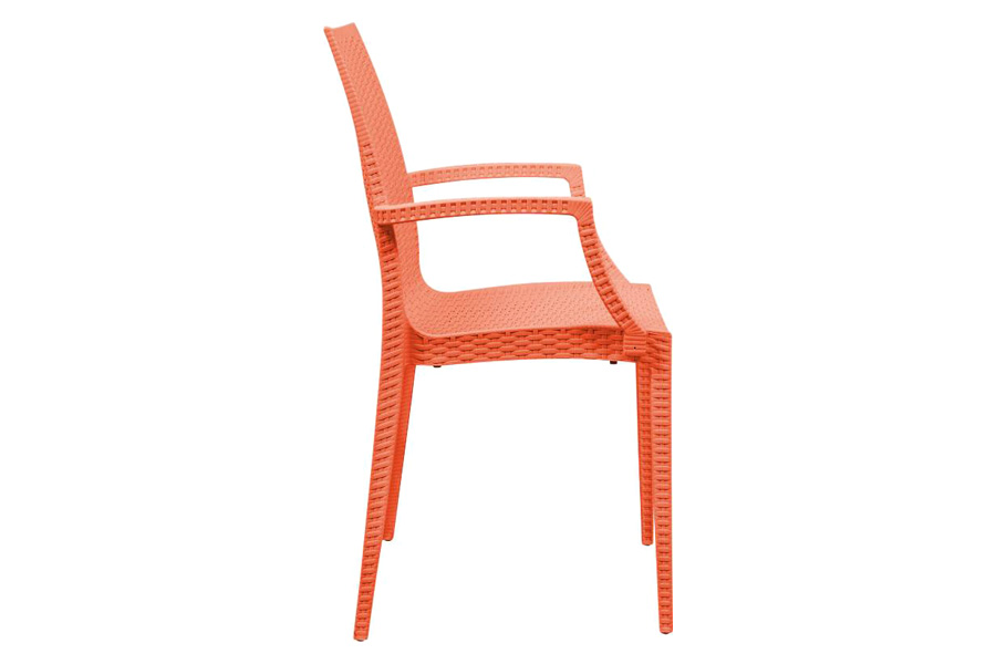 LeisureMod Modern Weave Mace Patio Outdoor Dining Armchair - Orange