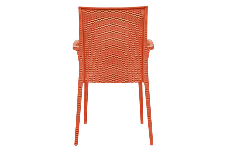 LeisureMod Modern Weave Mace Patio Outdoor Dining Armchair - Orange