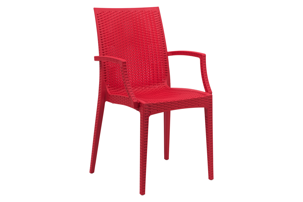 LeisureMod Modern Weave Mace Patio Outdoor Dining Armchair