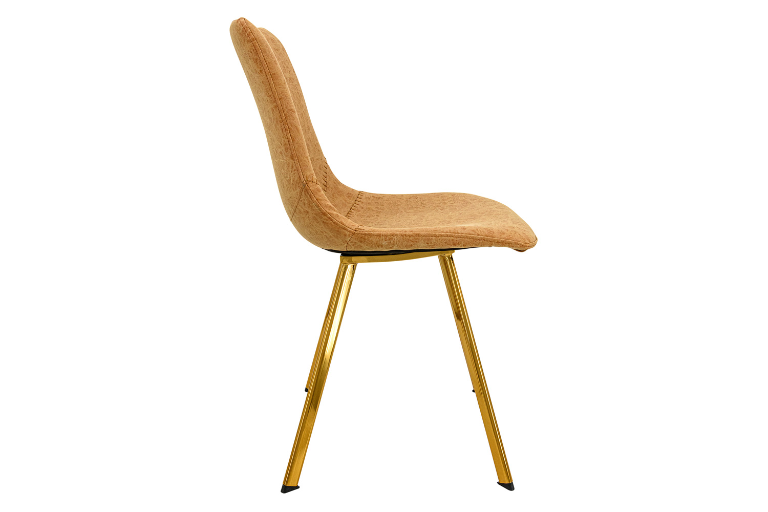 LeisureMod Markley Modern Leather Dining Chair with Gold Metal Legs - Light Brown