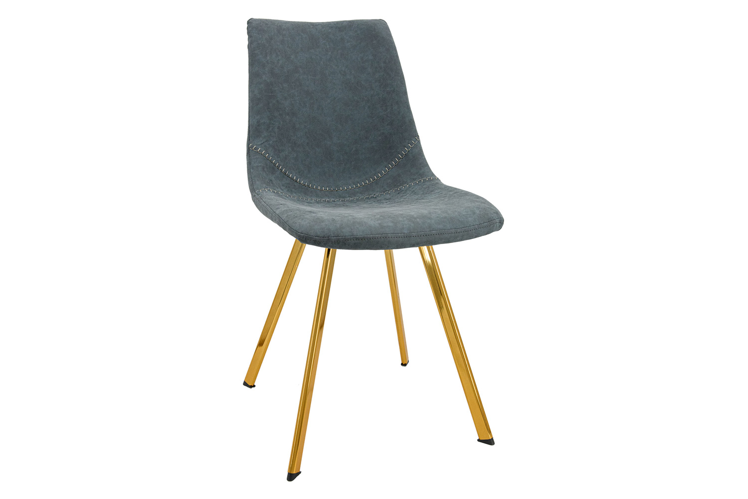 LeisureMod Markley Modern Leather Dining Chair with Gold Metal Legs - Peacock/Blue