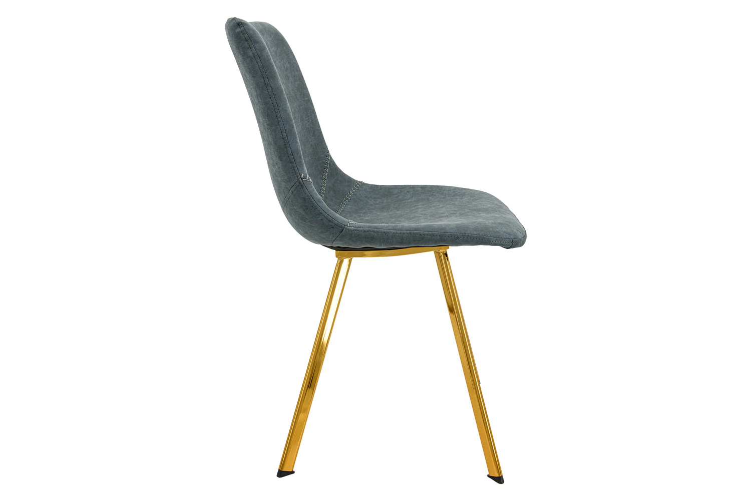 LeisureMod Markley Modern Leather Dining Chair with Gold Metal Legs - Peacock/Blue