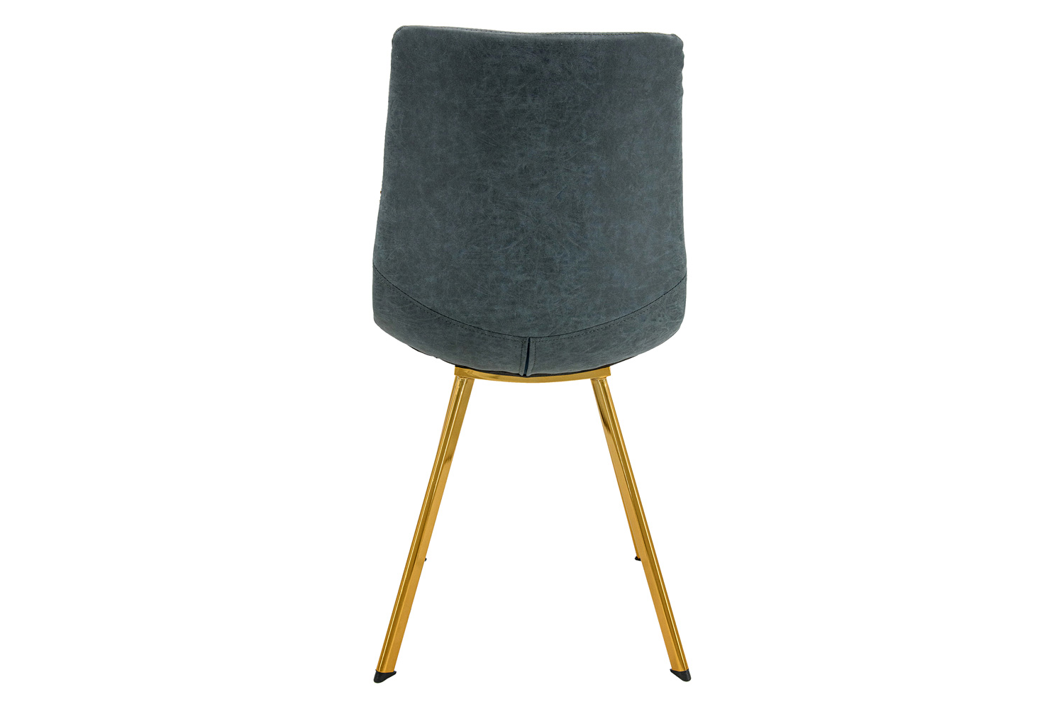 LeisureMod Markley Modern Leather Dining Chair with Gold Metal Legs - Peacock/Blue