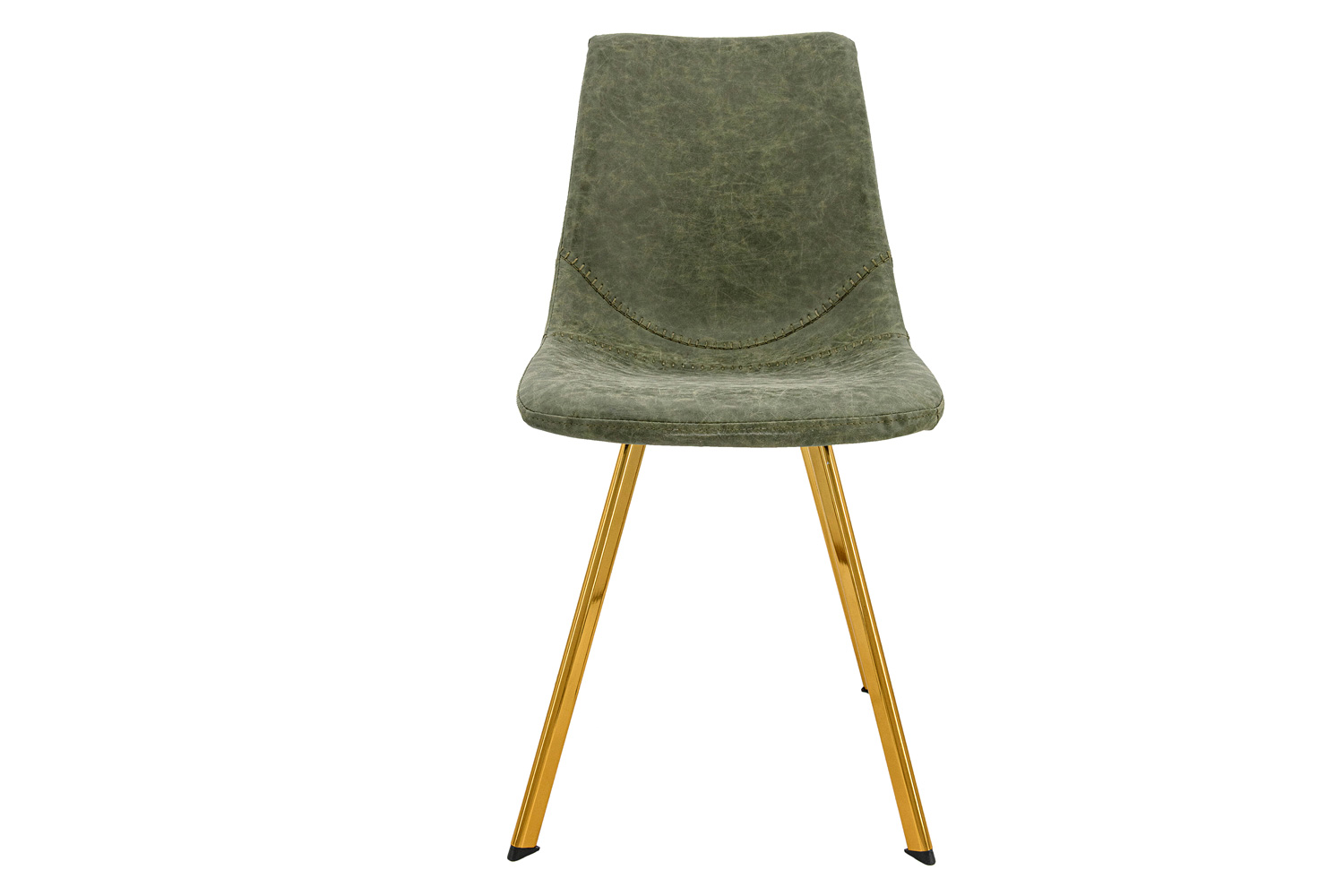 LeisureMod Markley Modern Leather Dining Chair with Gold Metal Legs - Olive Green