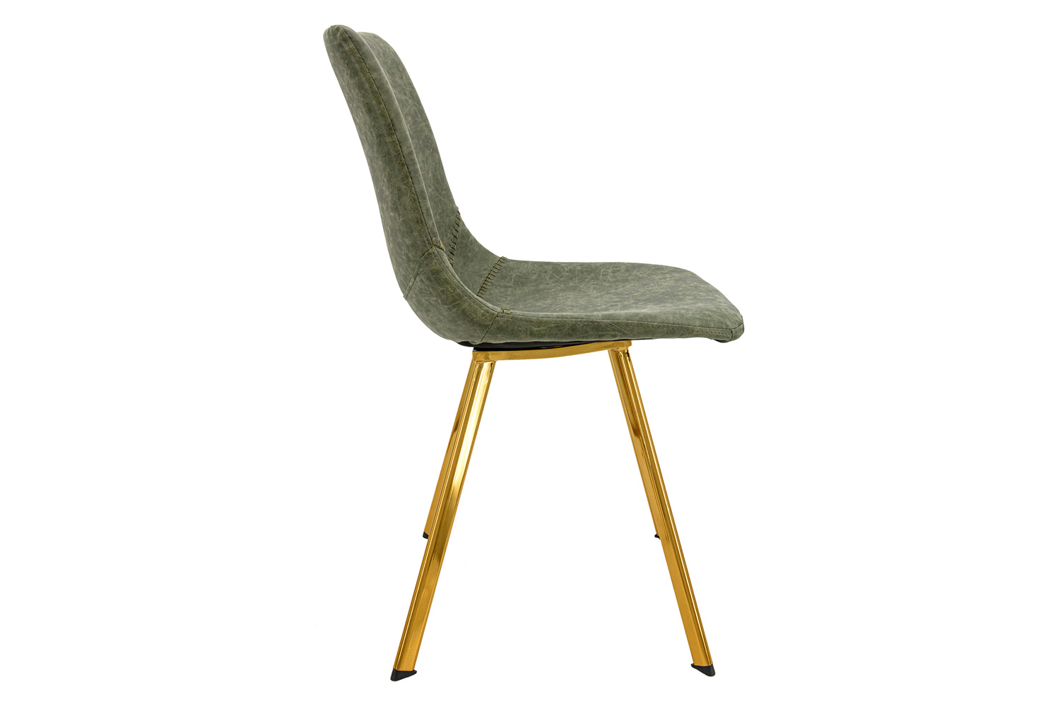 LeisureMod Markley Modern Leather Dining Chair with Gold Metal Legs - Olive Green