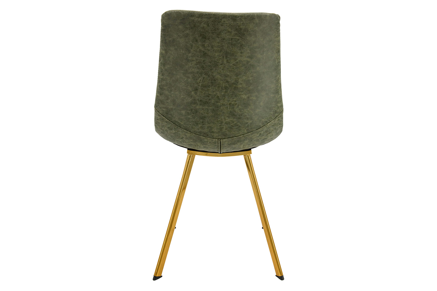 LeisureMod Markley Modern Leather Dining Chair with Gold Metal Legs - Olive Green