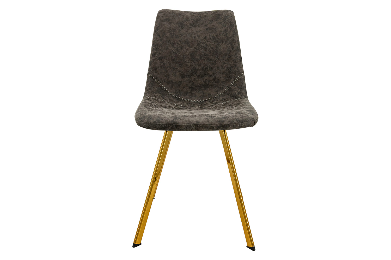 LeisureMod Markley Modern Leather Dining Chair with Gold Metal Legs - Gray