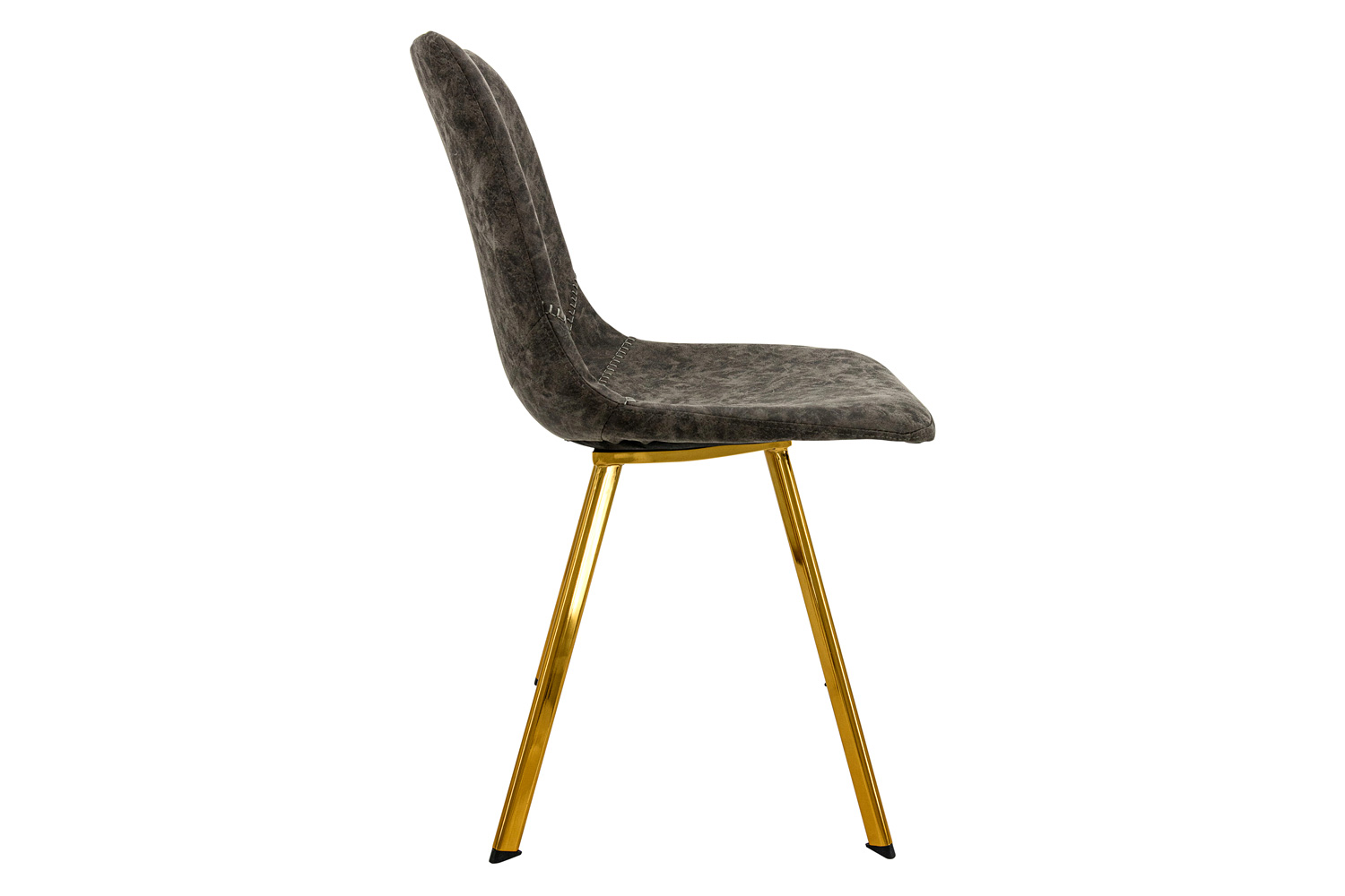 LeisureMod Markley Modern Leather Dining Chair with Gold Metal Legs - Gray