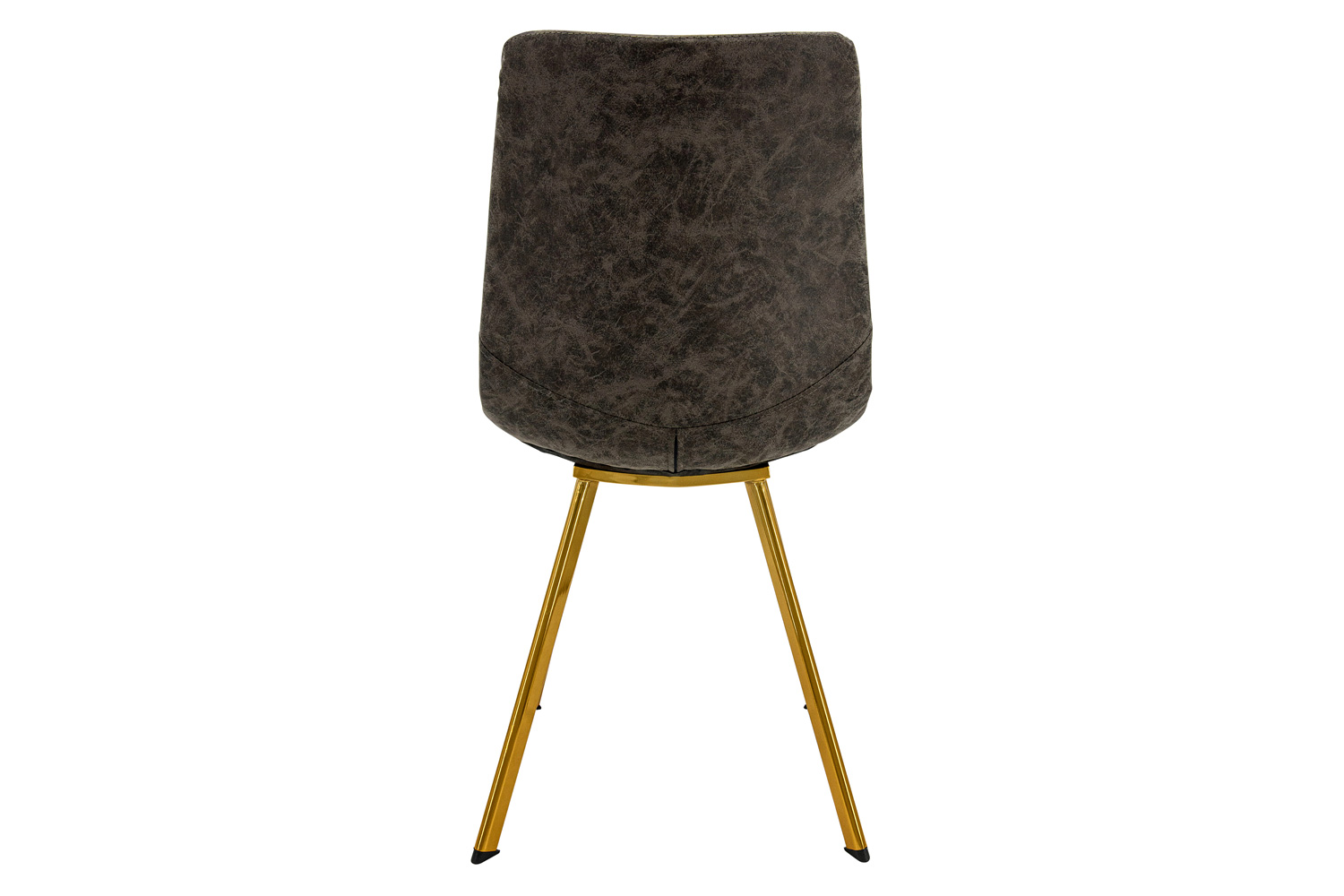 LeisureMod Markley Modern Leather Dining Chair with Gold Metal Legs - Gray