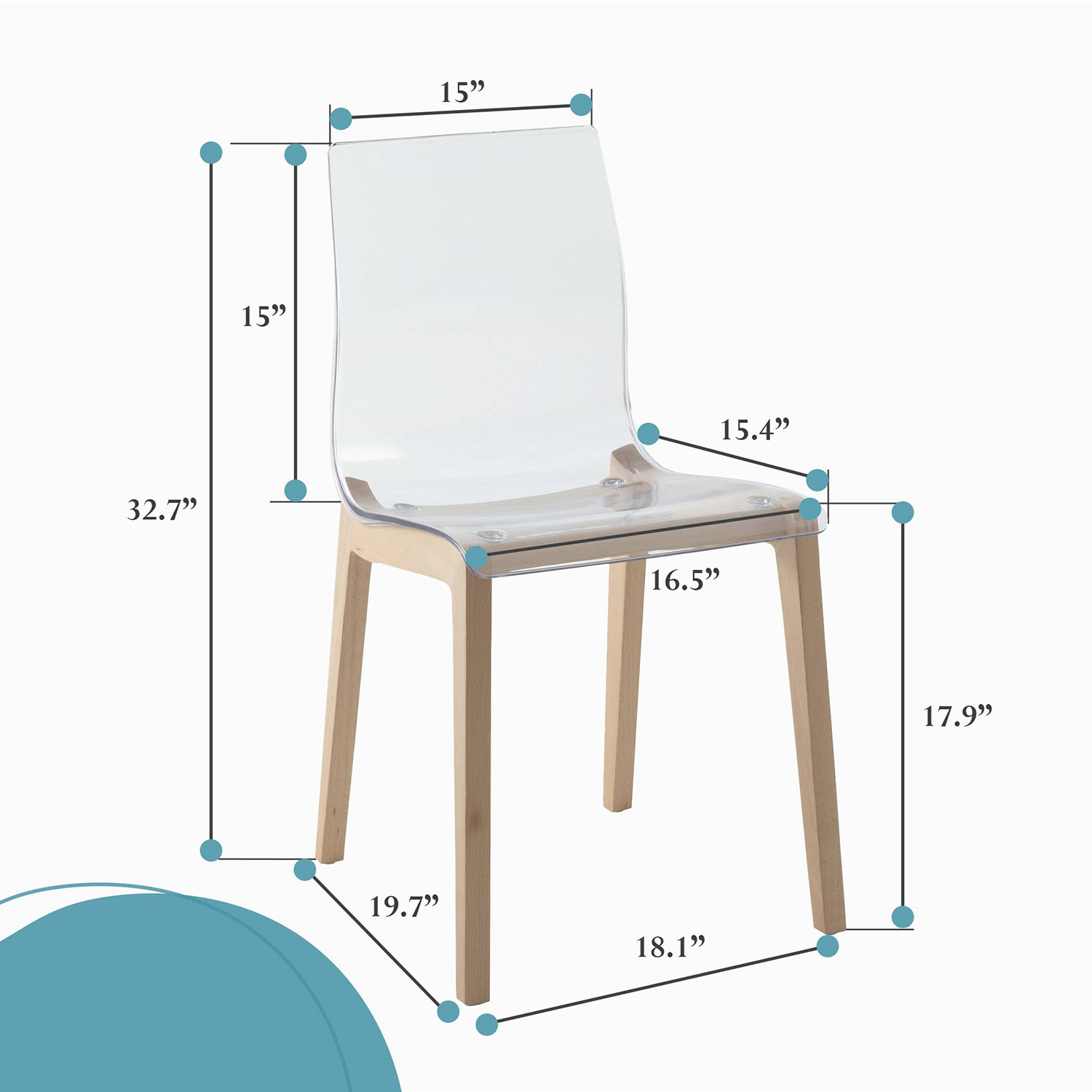 LeisureMod Marsden Modern Dining Side Chair With Beech Wood Legs - Natural Wood