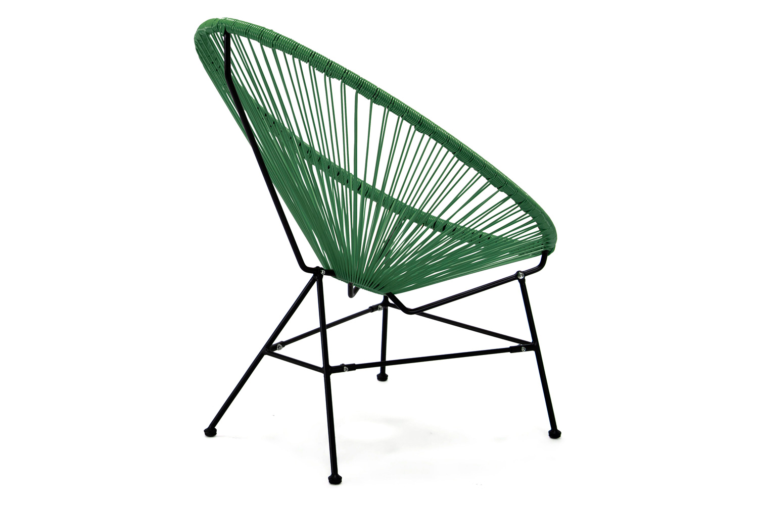 LeisureMod Montara 3 Piece Outdoor Lounge Patio Chairs with Glass Top Table - Dark Green