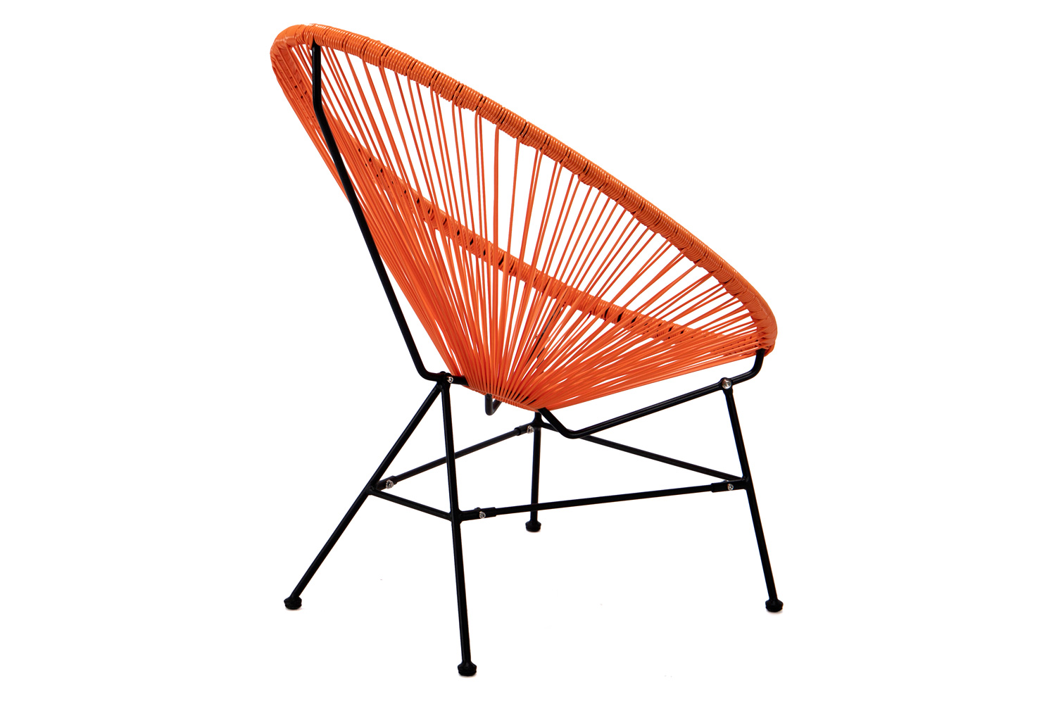 LeisureMod Montara 3 Piece Outdoor Lounge Patio Chairs with Glass Top Table - Orange