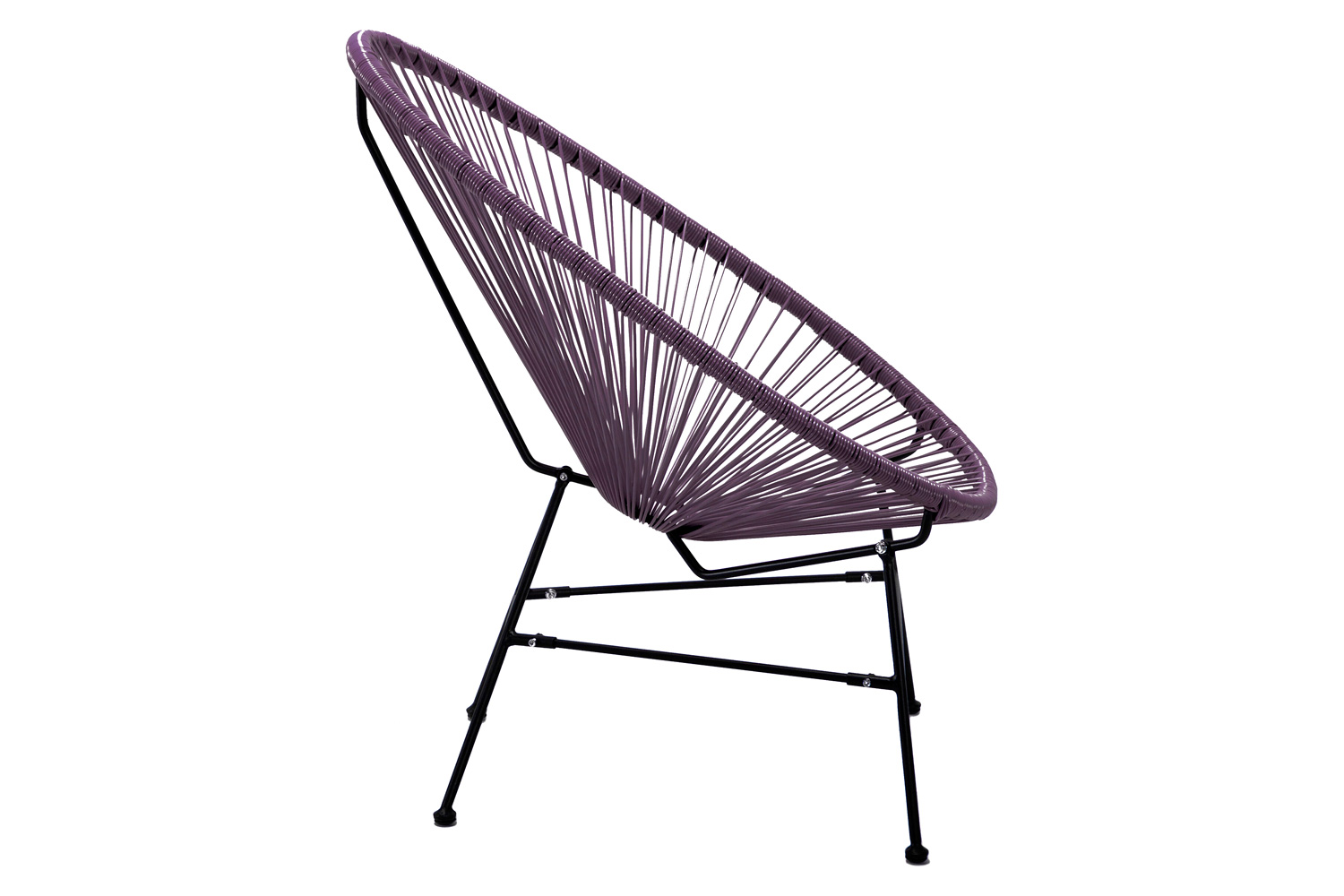 LeisureMod Montara 3 Piece Outdoor Lounge Patio Chairs with Glass Top Table - Purple