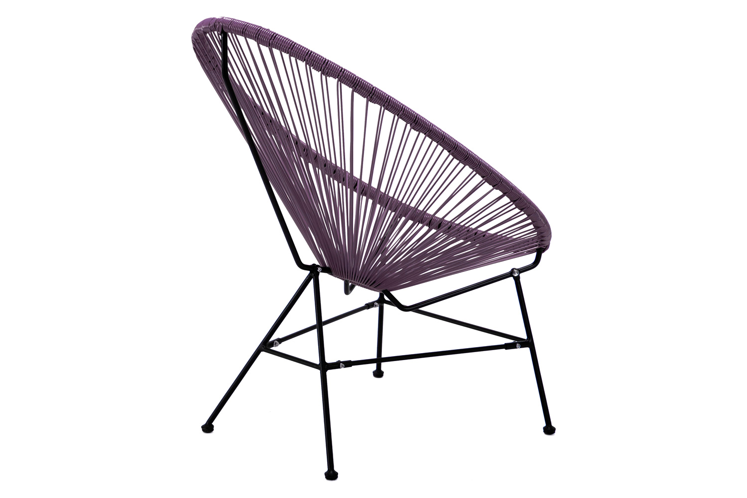 LeisureMod Montara 3 Piece Outdoor Lounge Patio Chairs with Glass Top Table - Purple