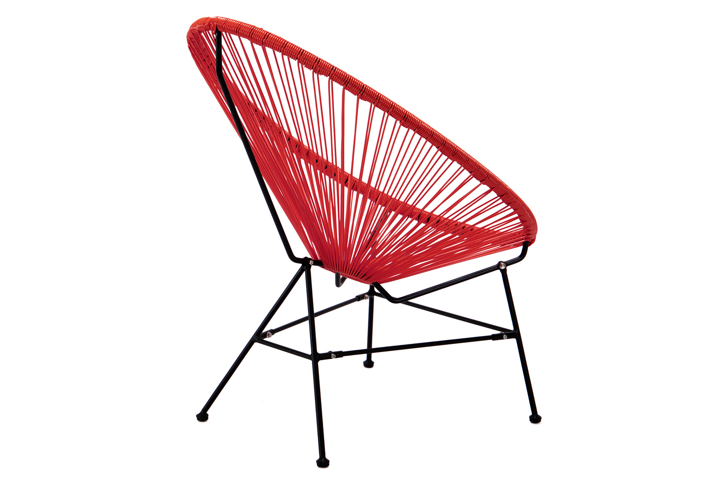 LeisureMod Montara 3 Piece Outdoor Lounge Patio Chairs with Glass Top Table - Red