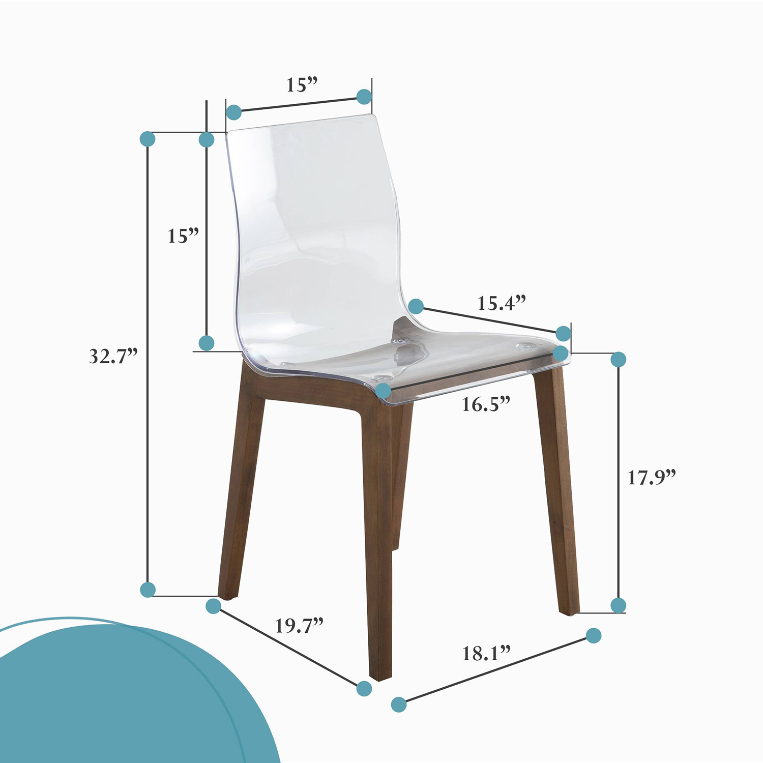 LeisureMod Marsden Modern Dining Side Chair With Beech Wood Legs - Walnut