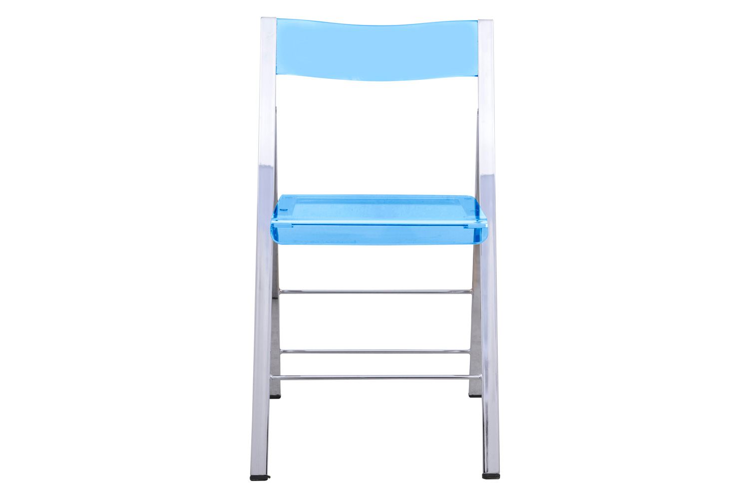 LeisureMod Menno Modern Acrylic Folding Chair - Transparent/Blue