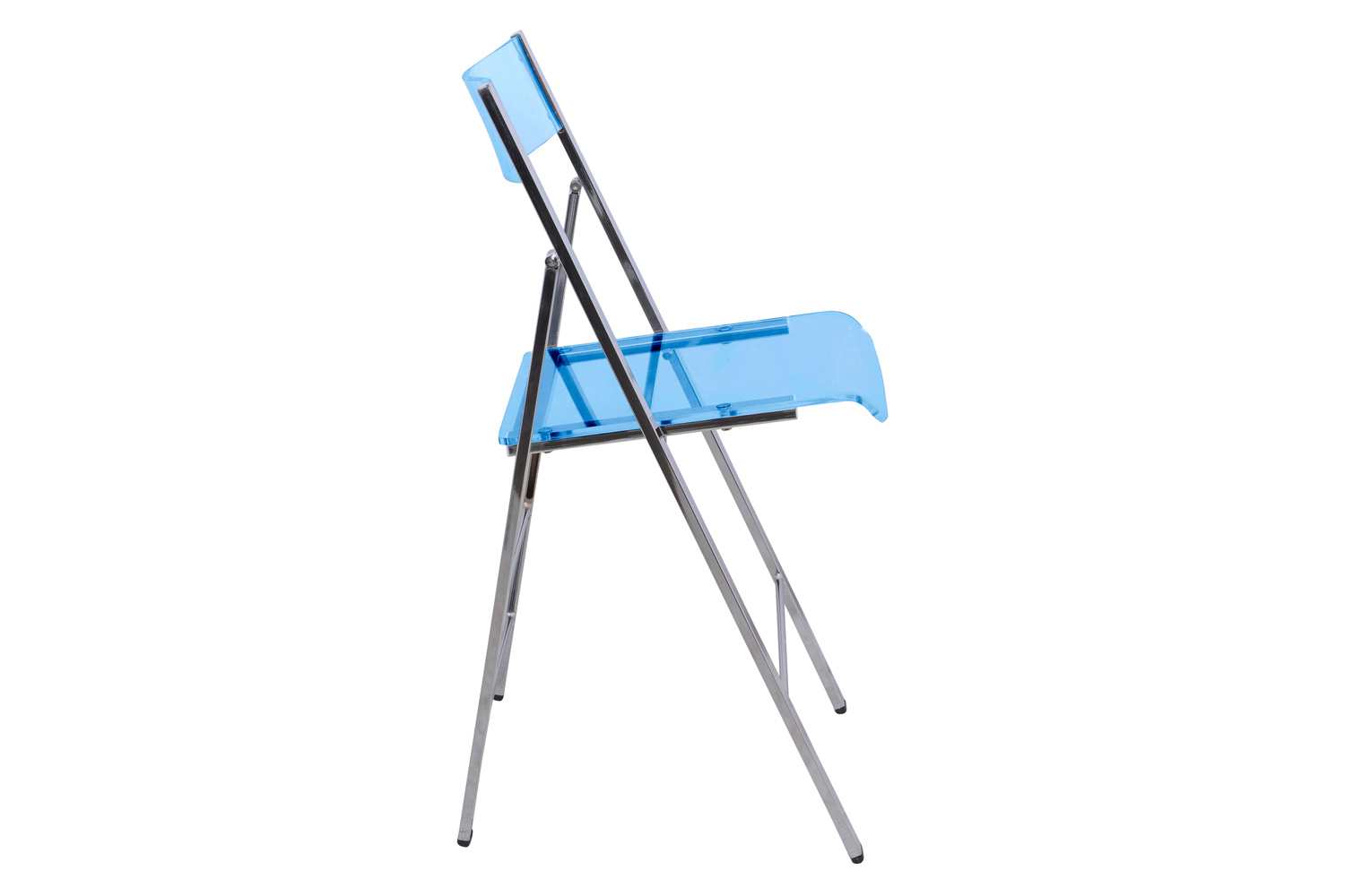 LeisureMod Menno Modern Acrylic Folding Chair - Transparent/Blue