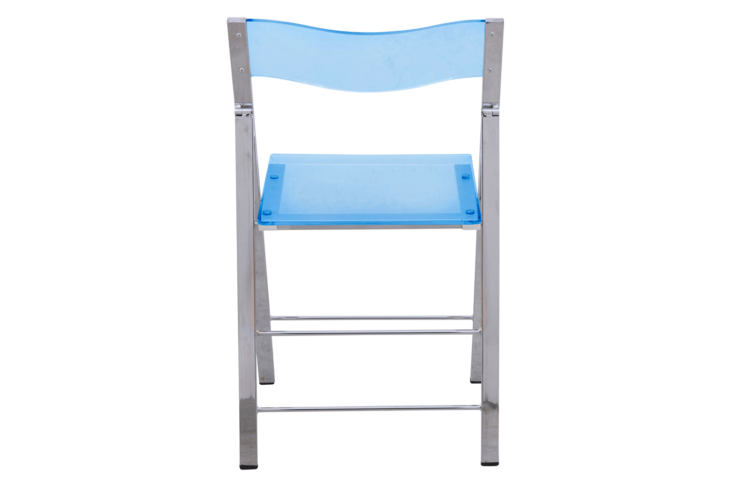 LeisureMod Menno Modern Acrylic Folding Chair - Transparent/Blue