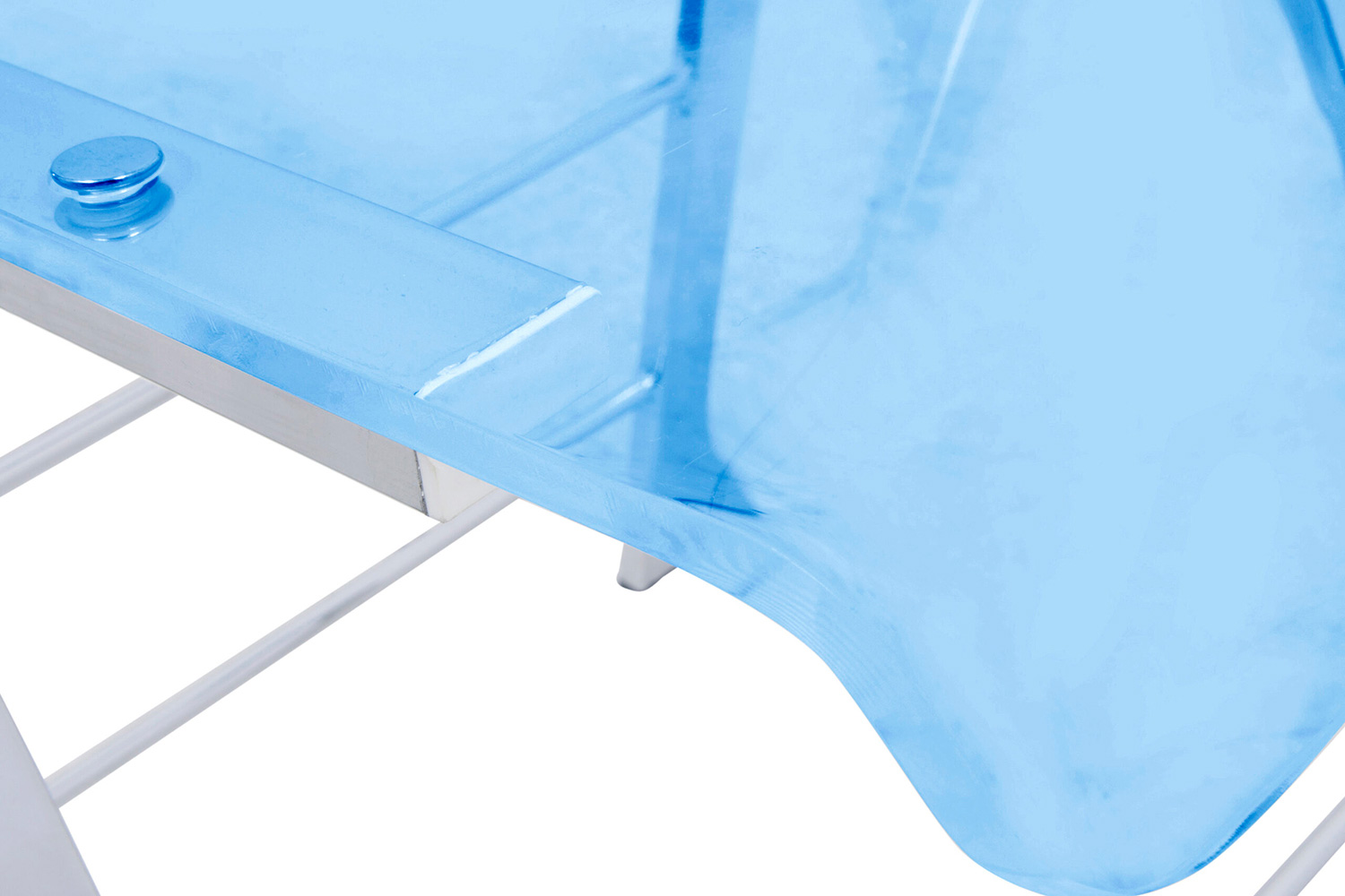 LeisureMod Menno Modern Acrylic Folding Chair - Transparent/Blue