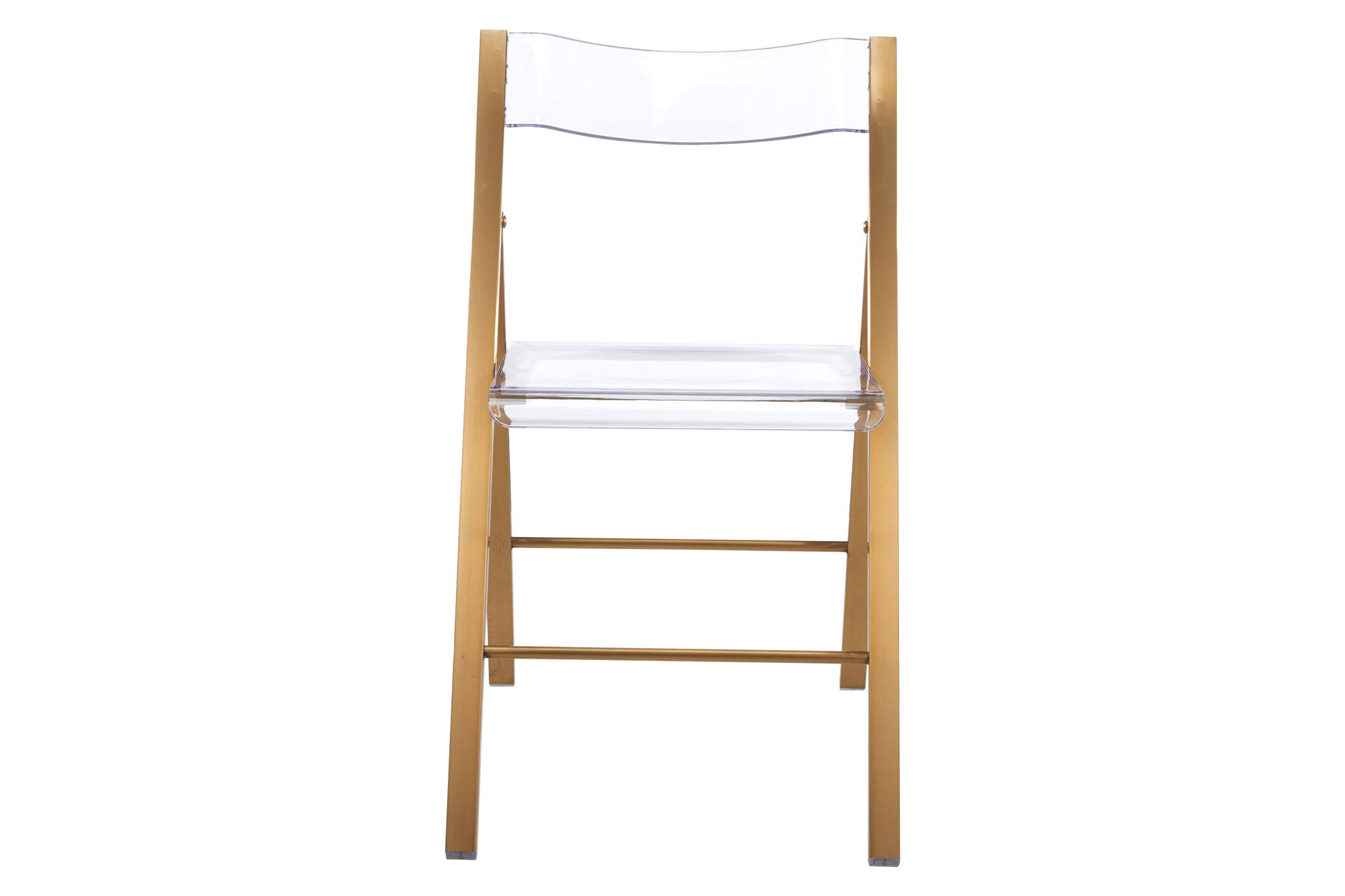 LeisureMod Menno Modern Acrylic Folding Chair - Brushed Gold