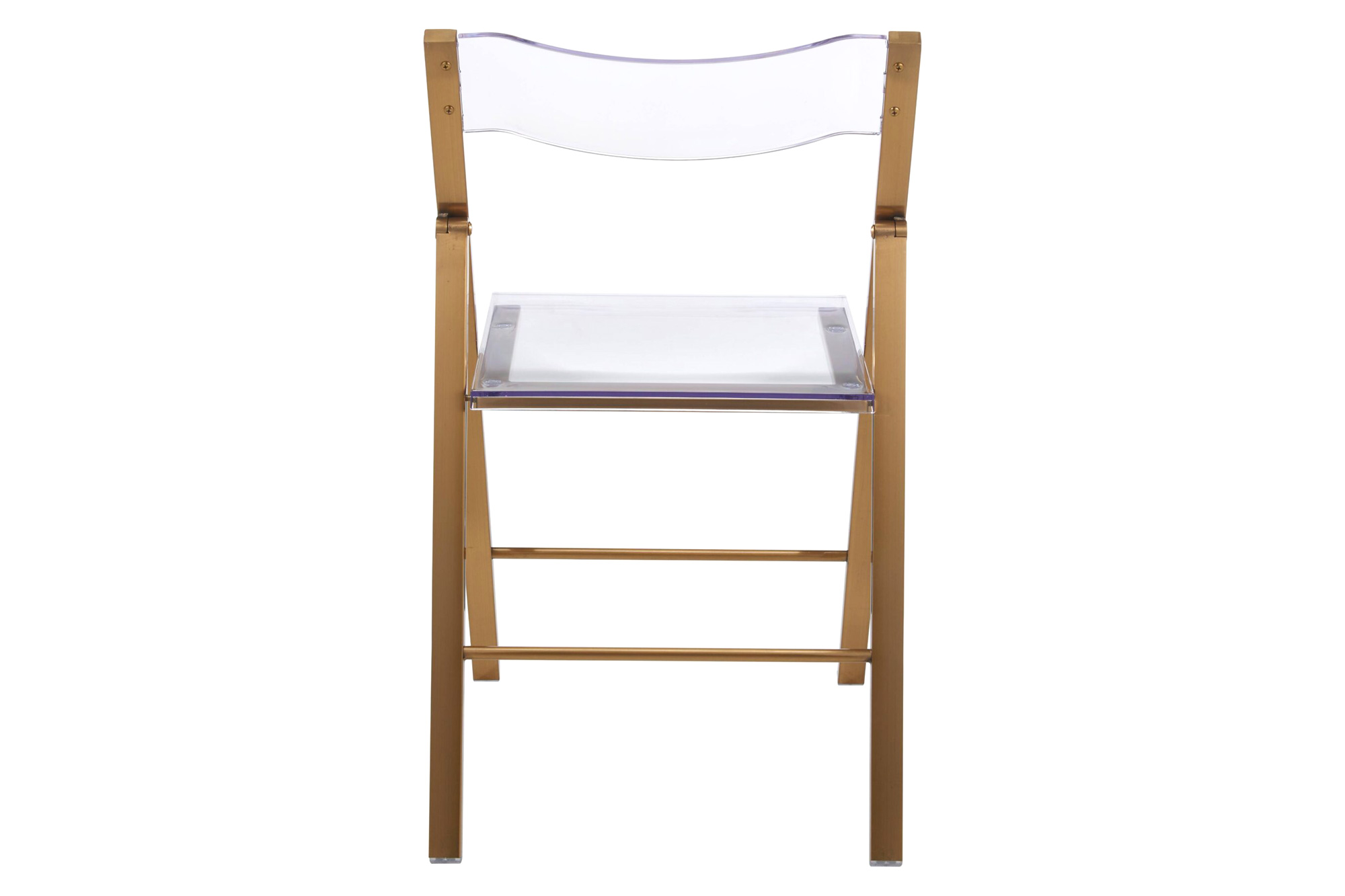 LeisureMod Menno Modern Acrylic Folding Chair - Brushed Gold