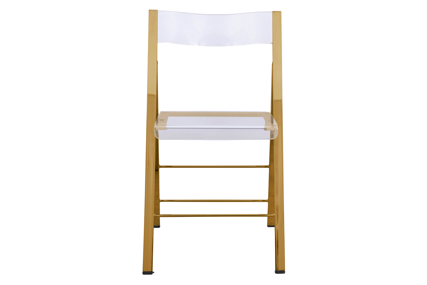 LeisureMod Menno Modern Acrylic Folding Chair - Gold