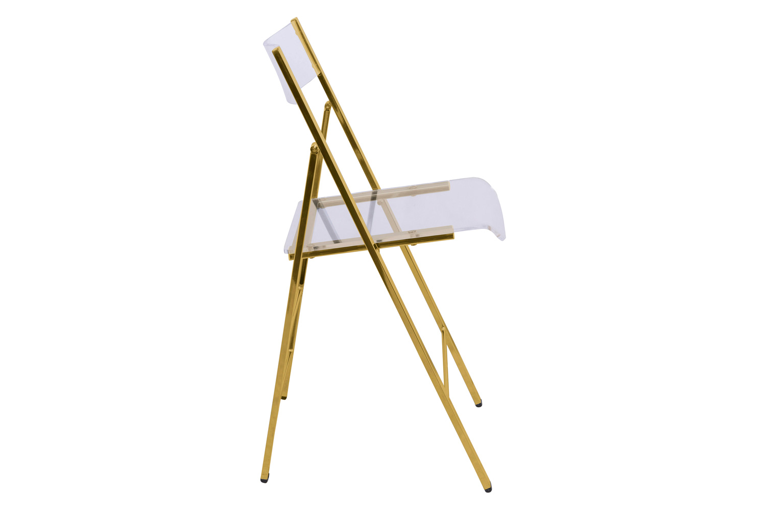 LeisureMod Menno Modern Acrylic Folding Chair - Gold