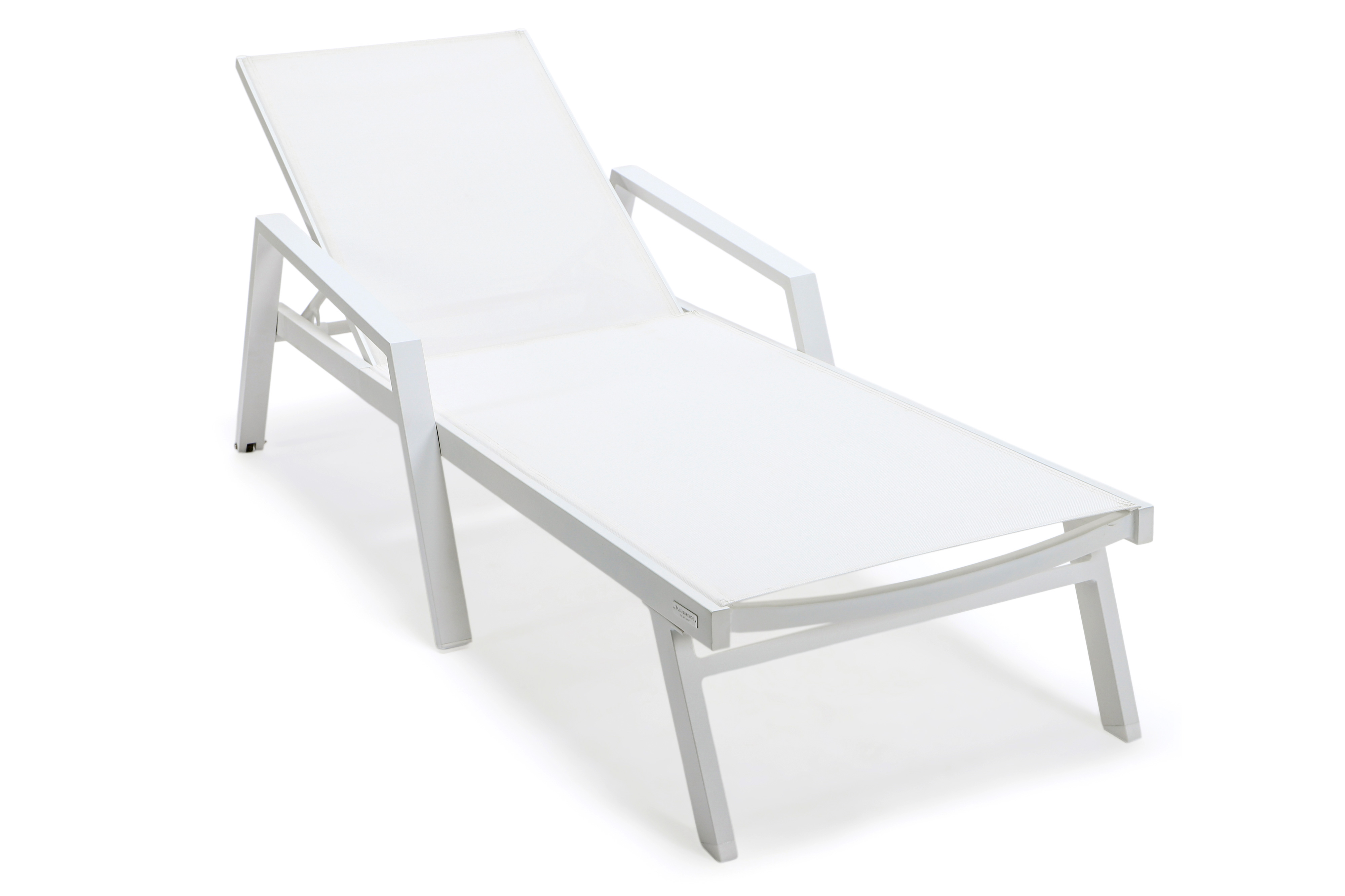 LeisureMod Marlin Patio Chaise Lounge Chair With Armrests In Black Aluminum Frame