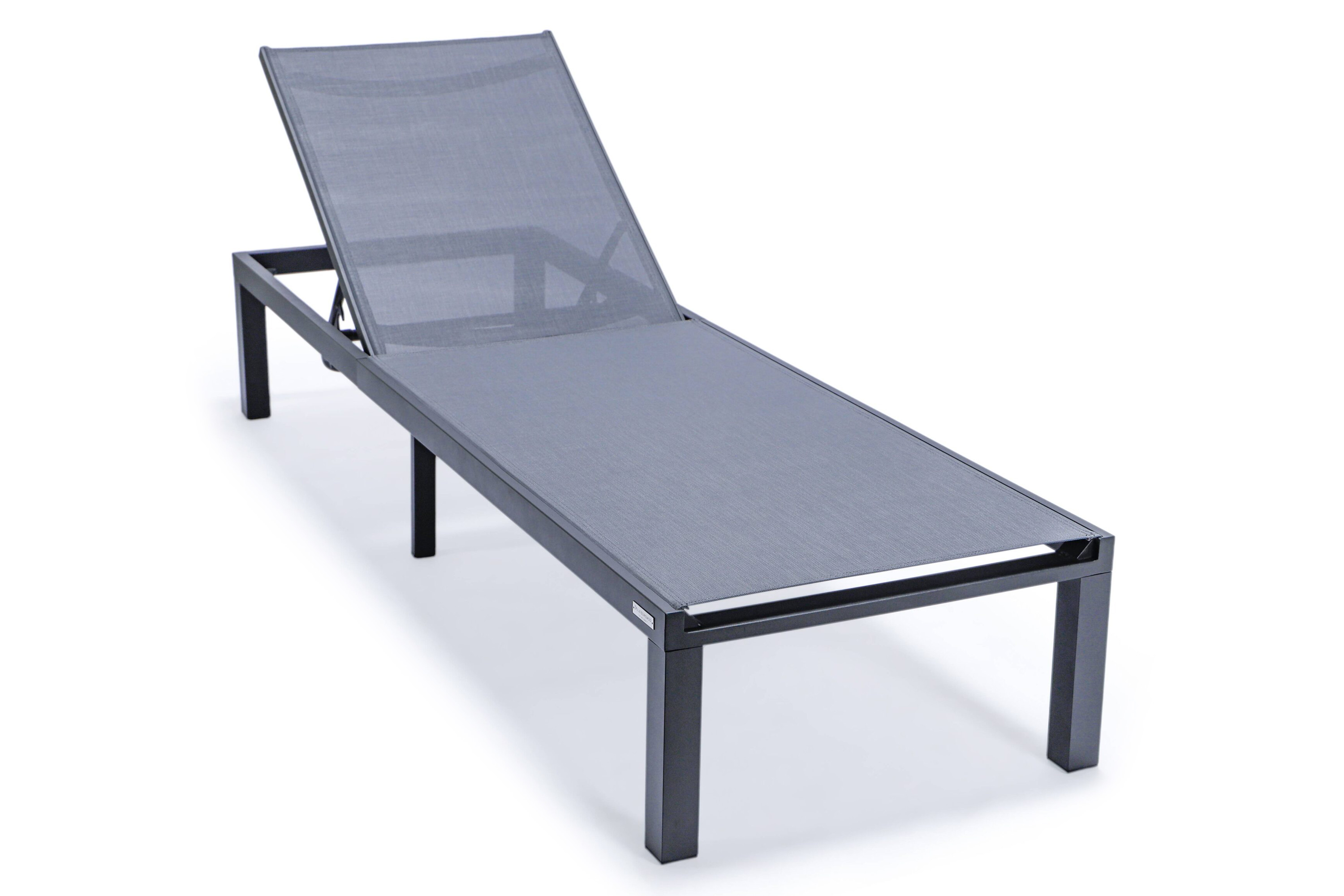 LeisureMod Marlin Patio Chaise Lounge Chair With Black Aluminum Frame